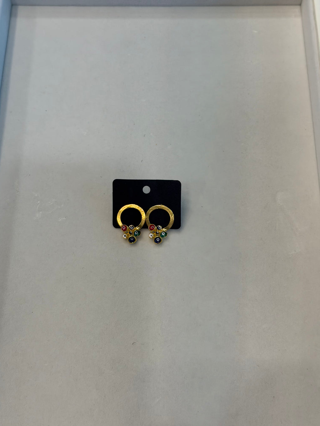 Enamel Evil Eye Circle Earrings