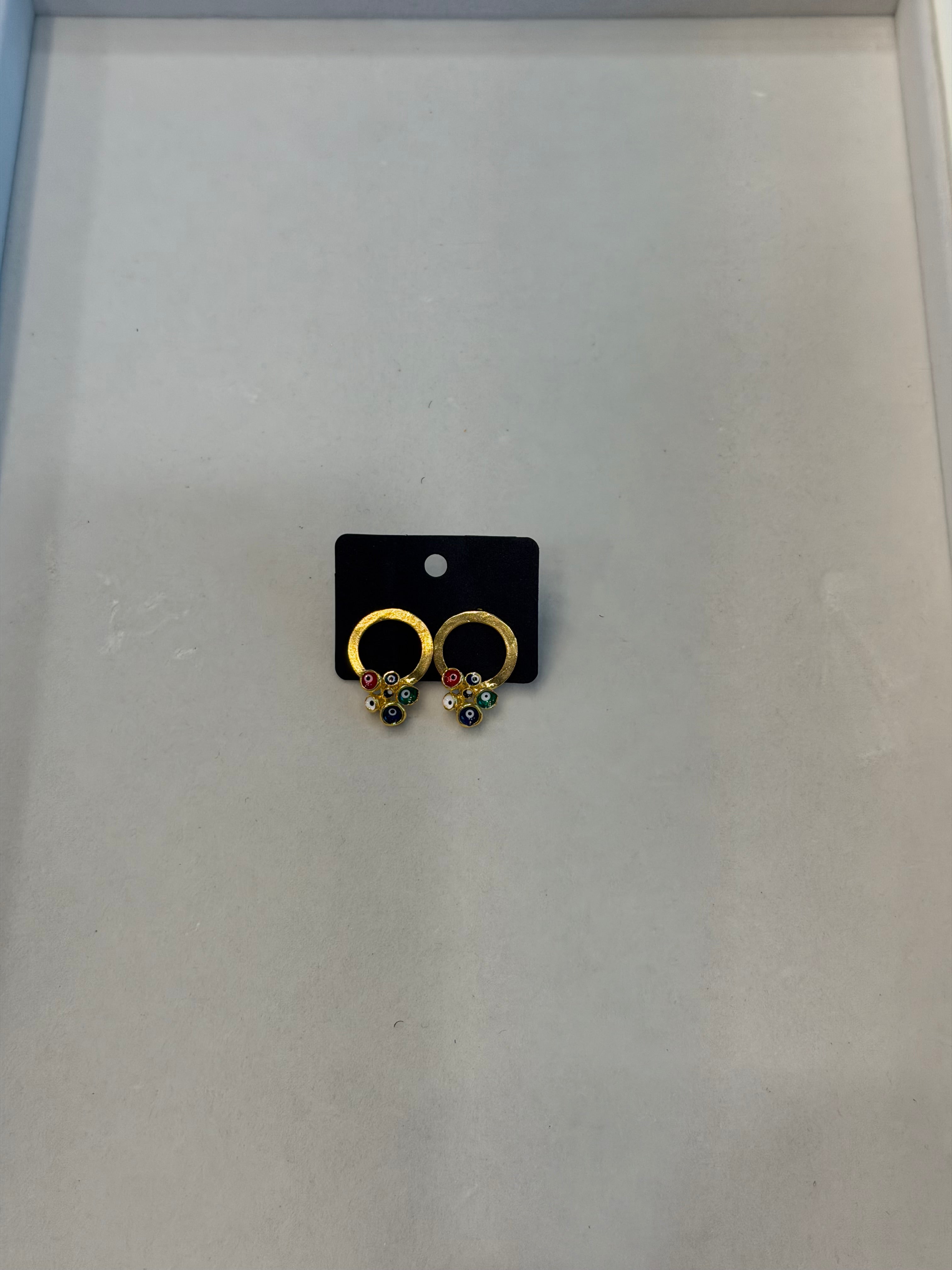 Enamel Evil Eye Circle Earrings