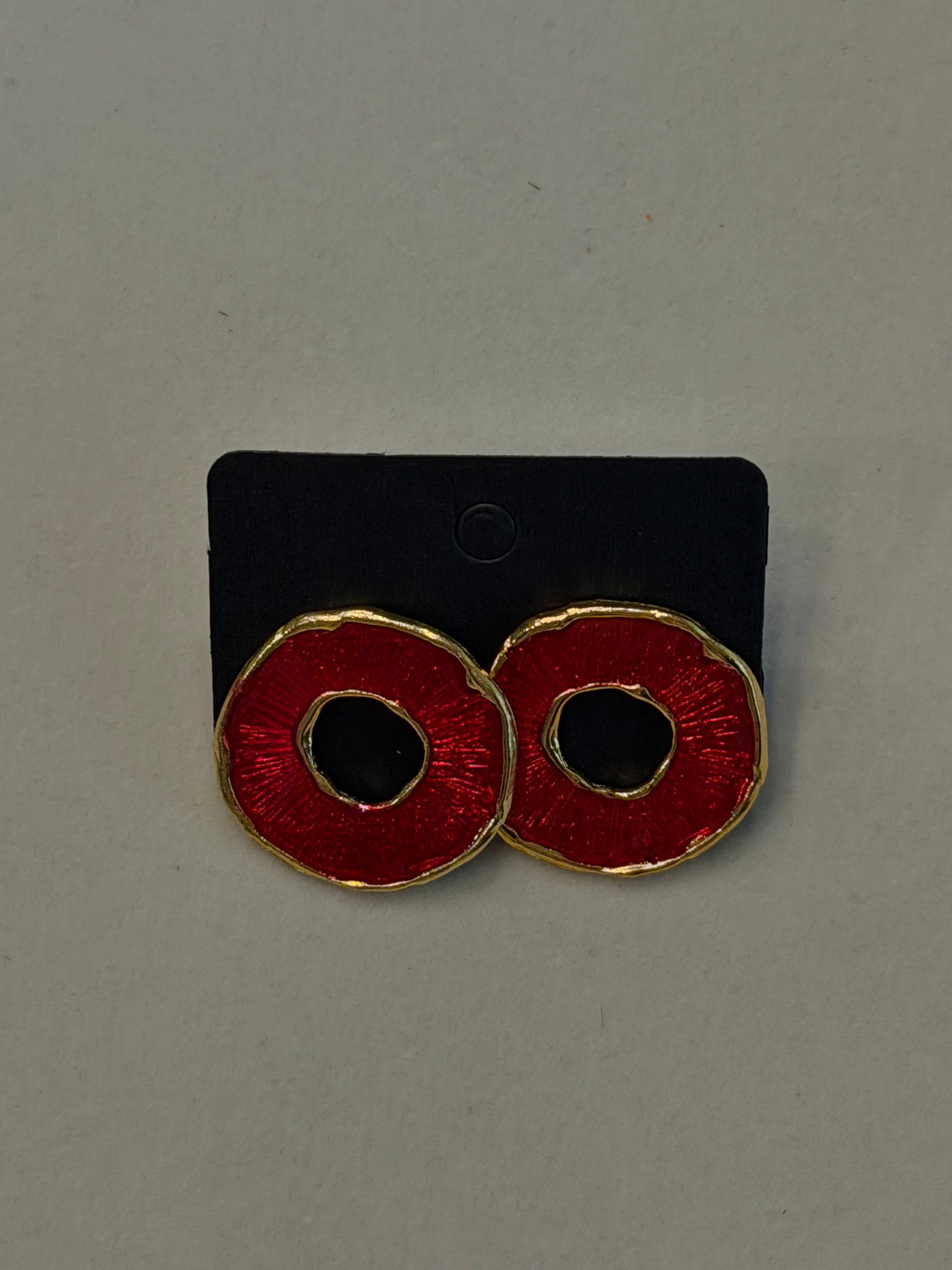 Enamel Circle Stud Earrings