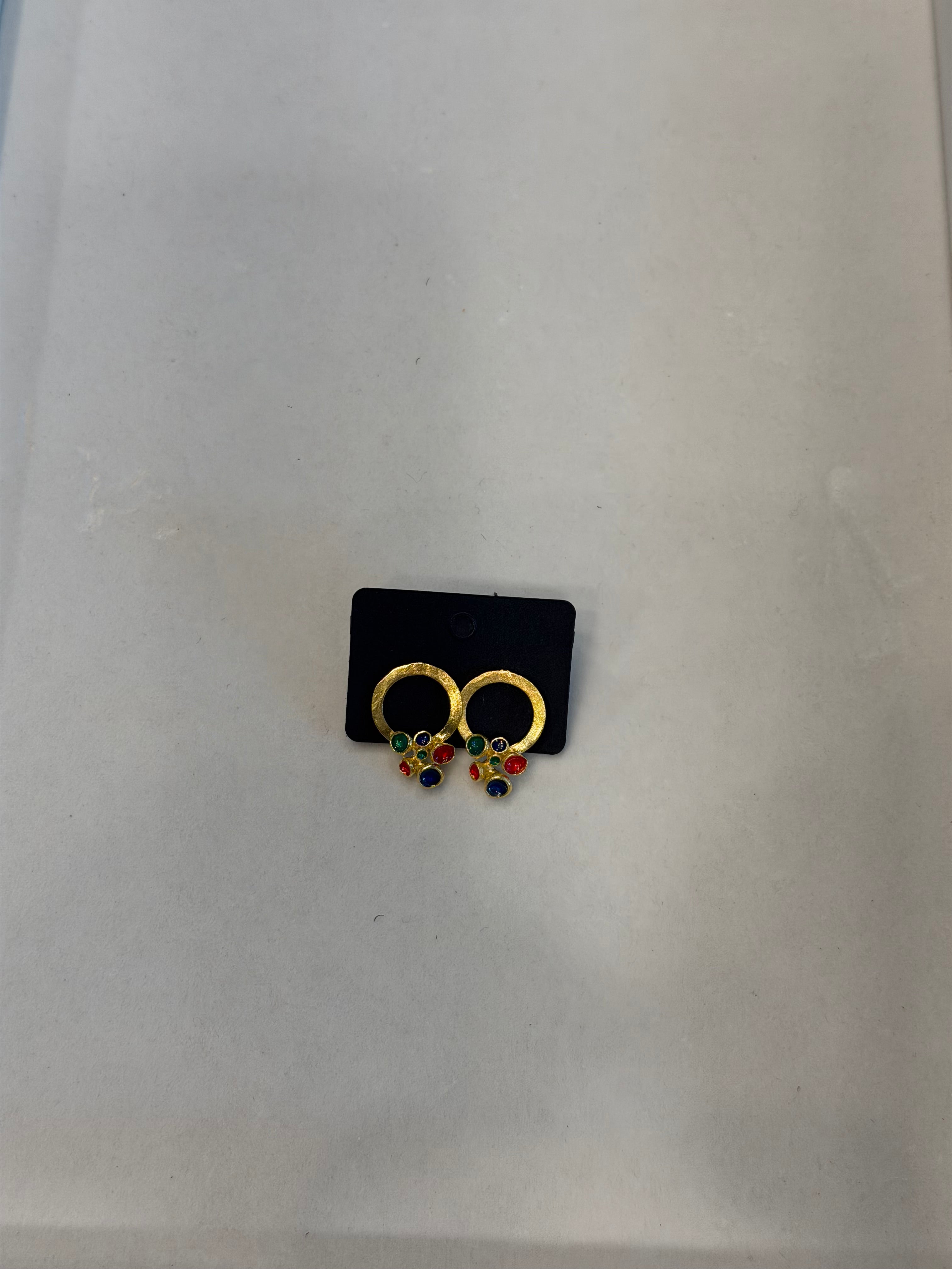 Enamel Evil Eye Circle Earrings
