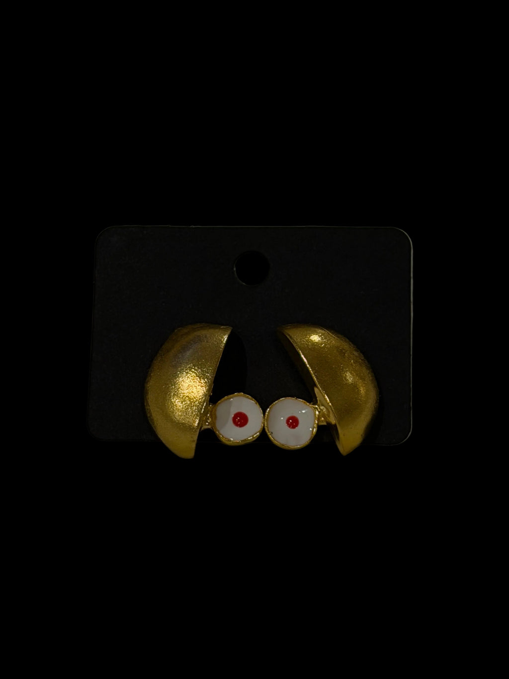 Enamel Crescent Stud Earrings