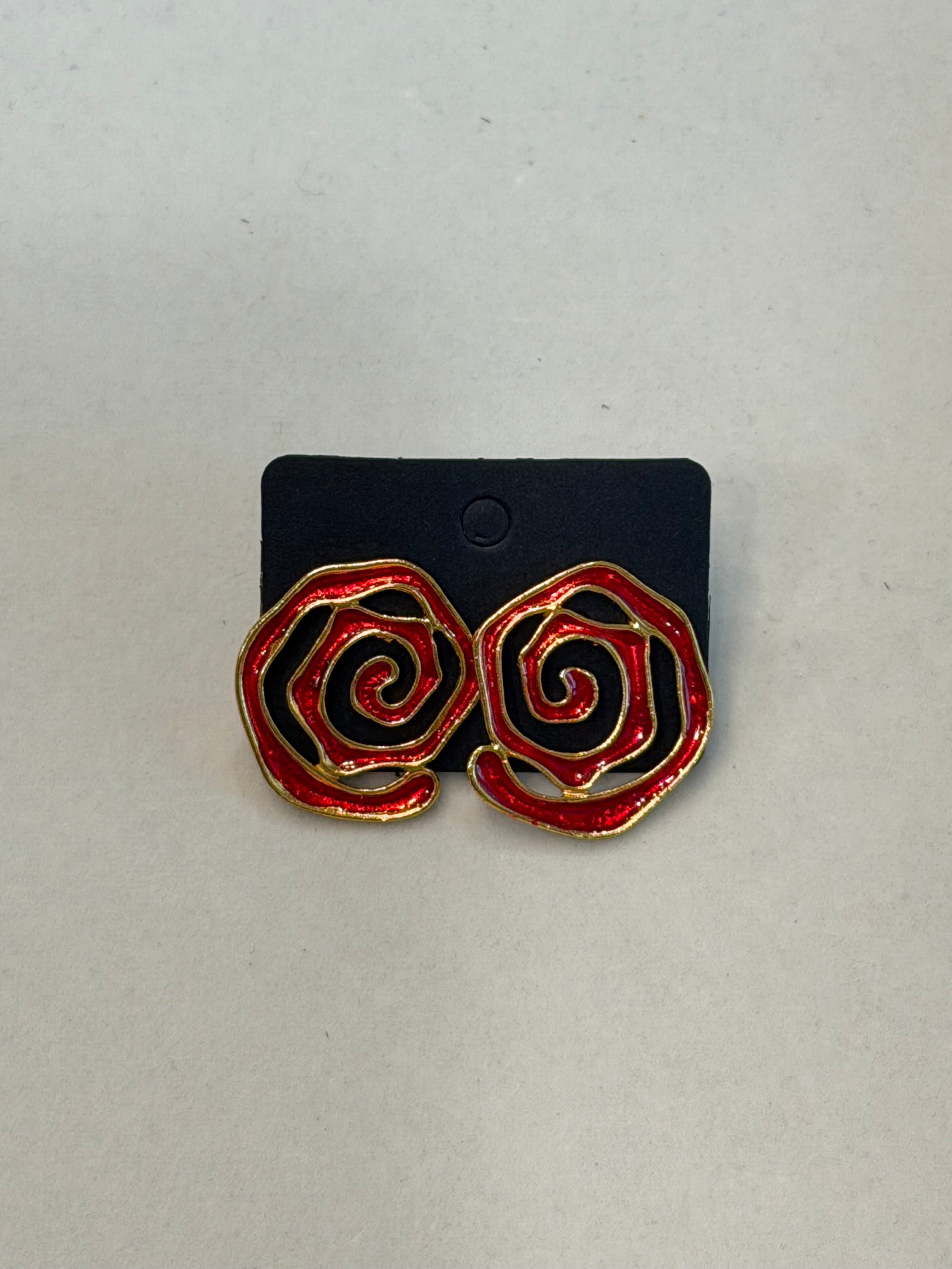 Enamel Spiral Stud Earrings