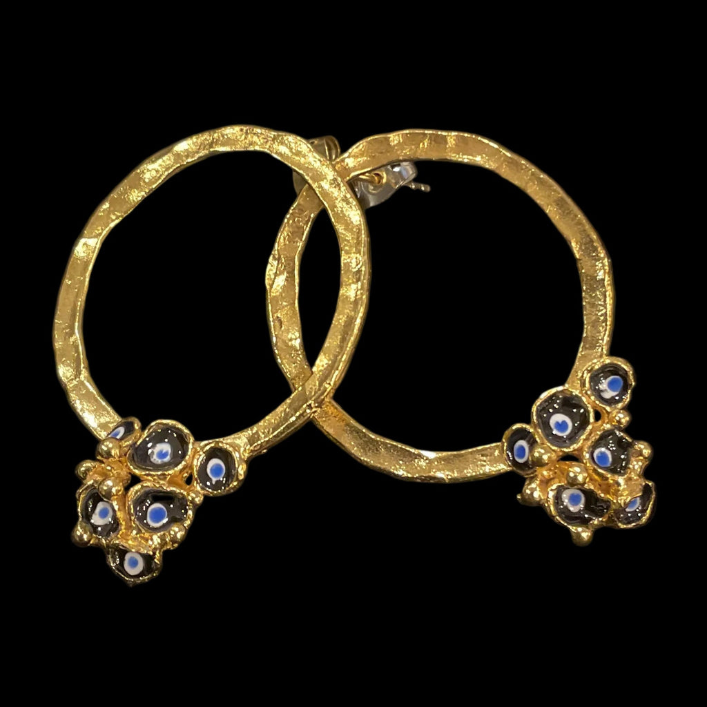 Hand-Glazed Evil Eye Hoop Earrings