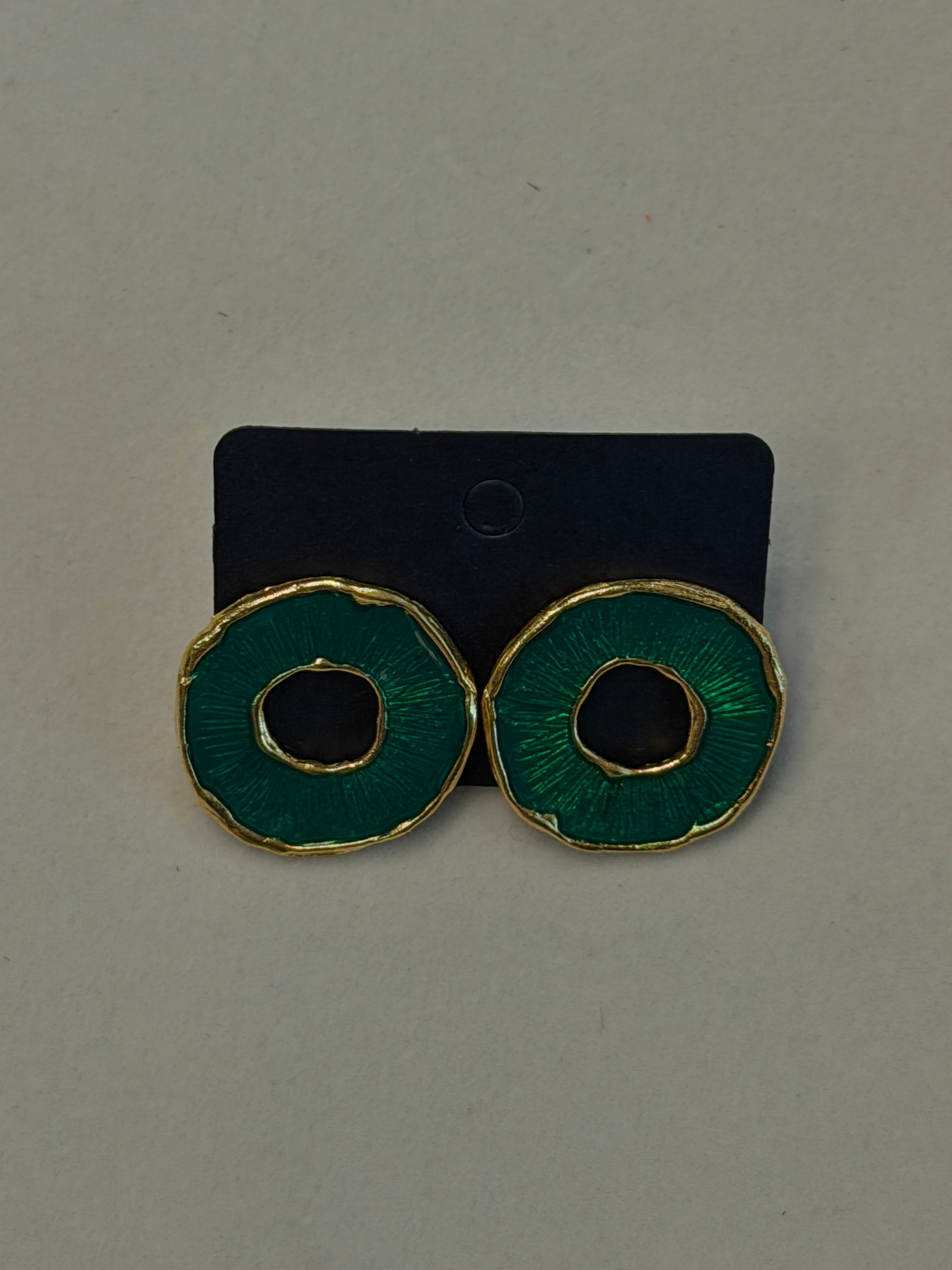 Enamel Circle Stud Earrings