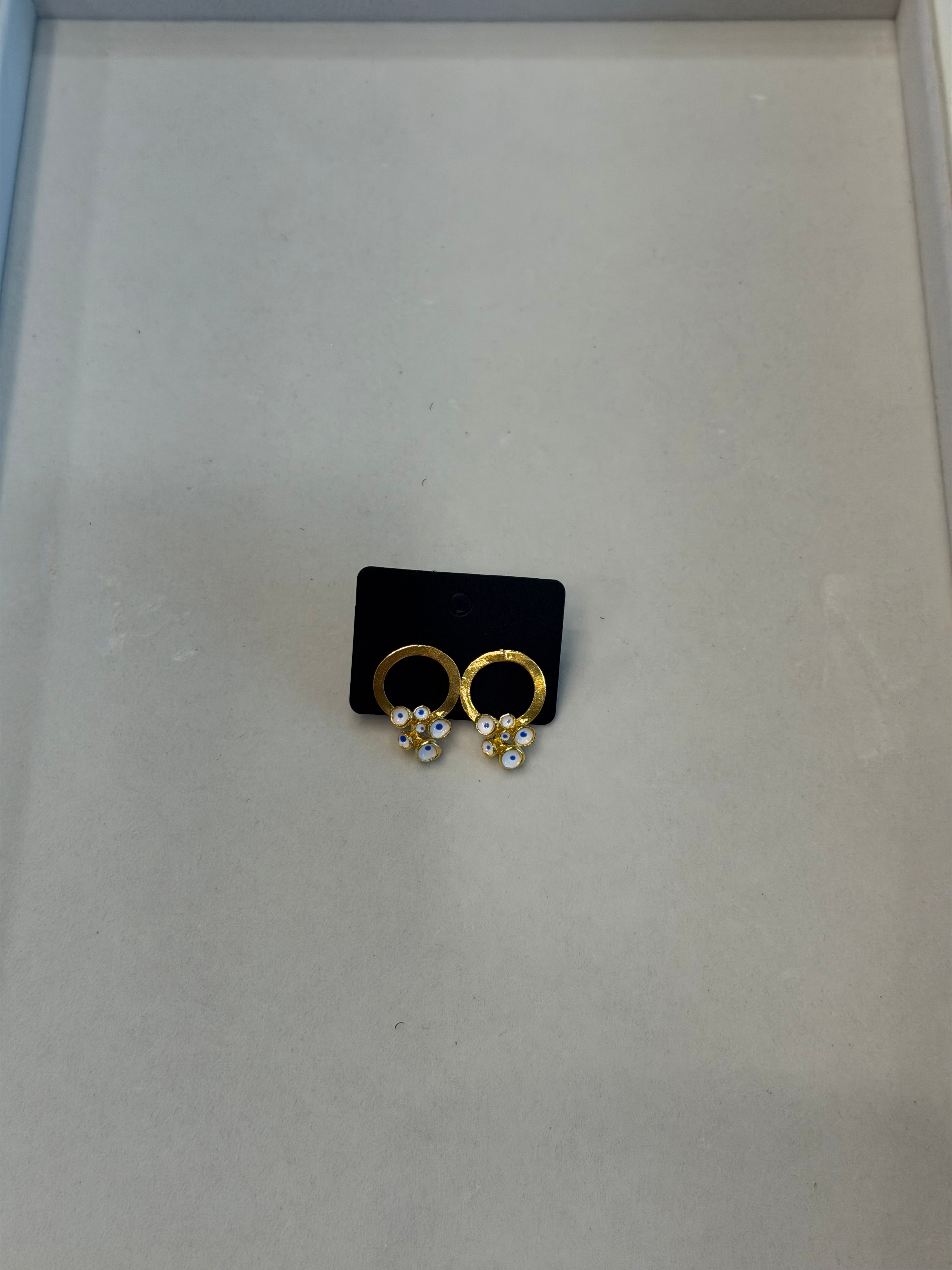 Enamel Evil Eye Circle Earrings