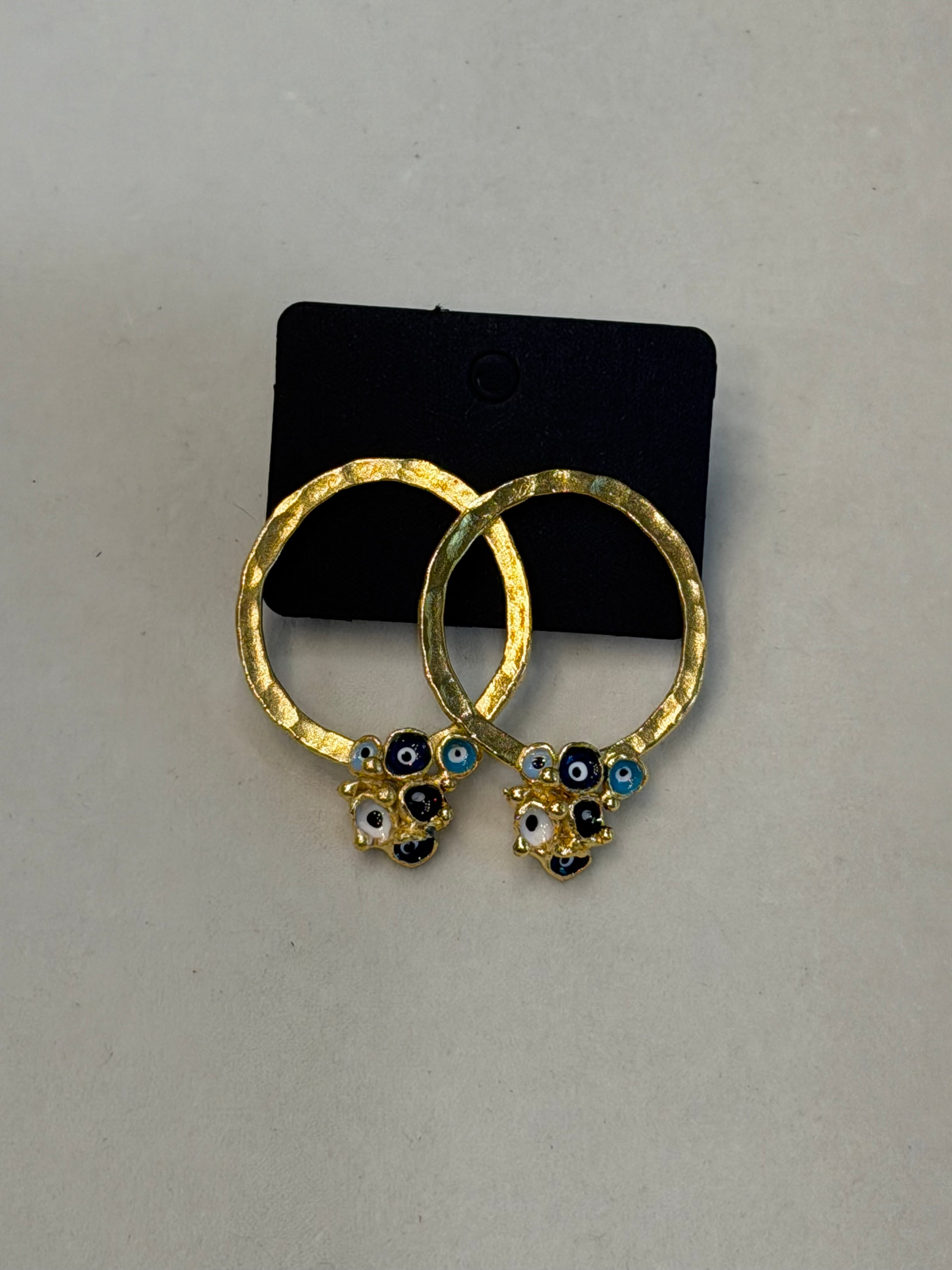 Enamel Evil Eye Circle Earrings