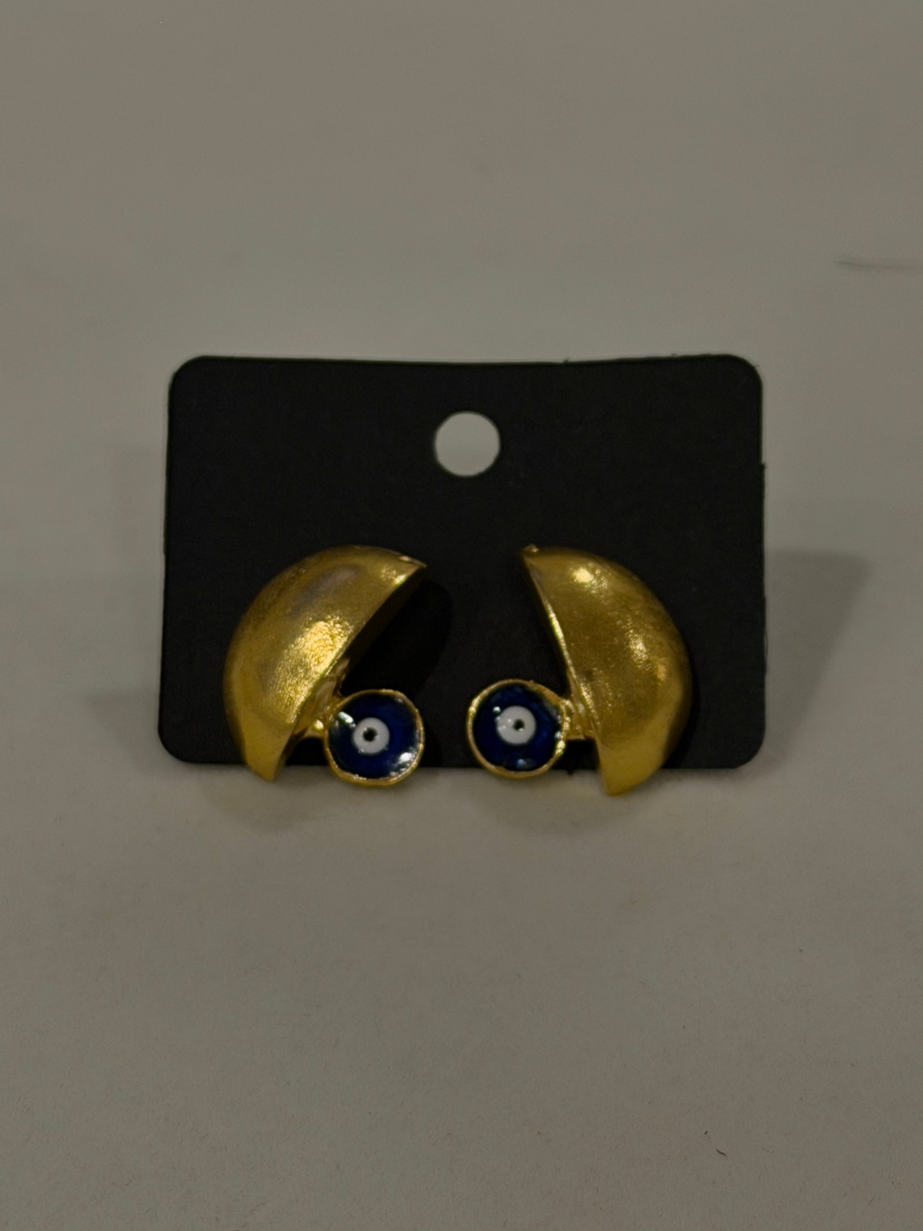 Enamel Crescent Stud Earrings
