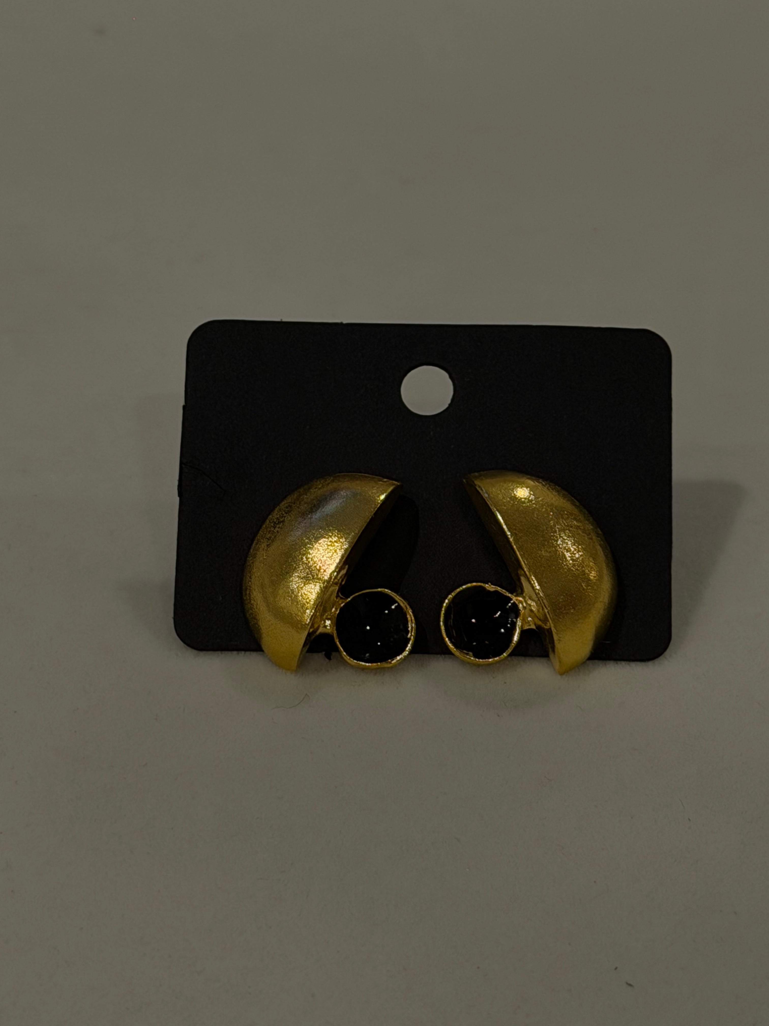 Enamel Crescent Stud Earrings