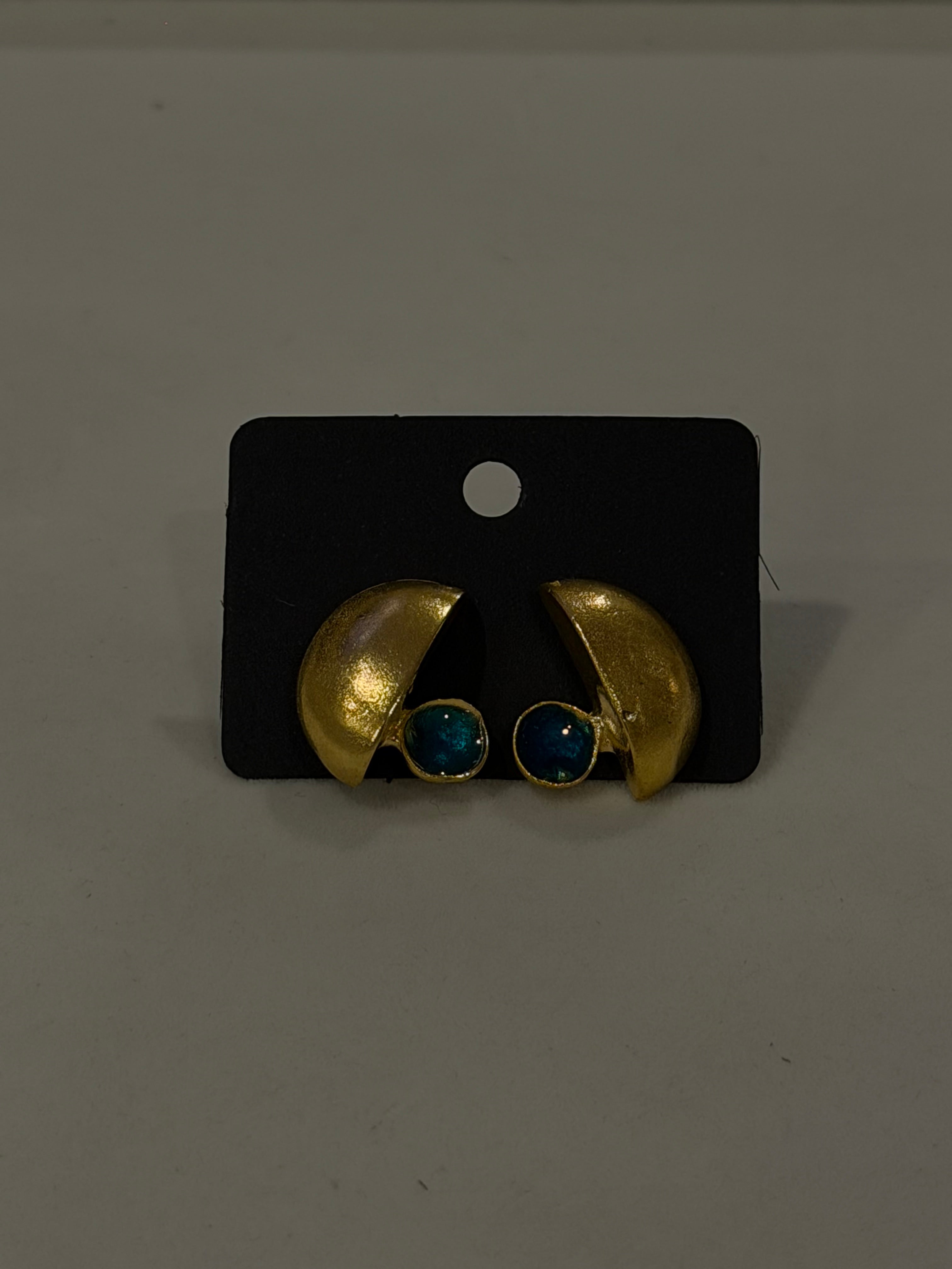 Enamel Crescent Stud Earrings