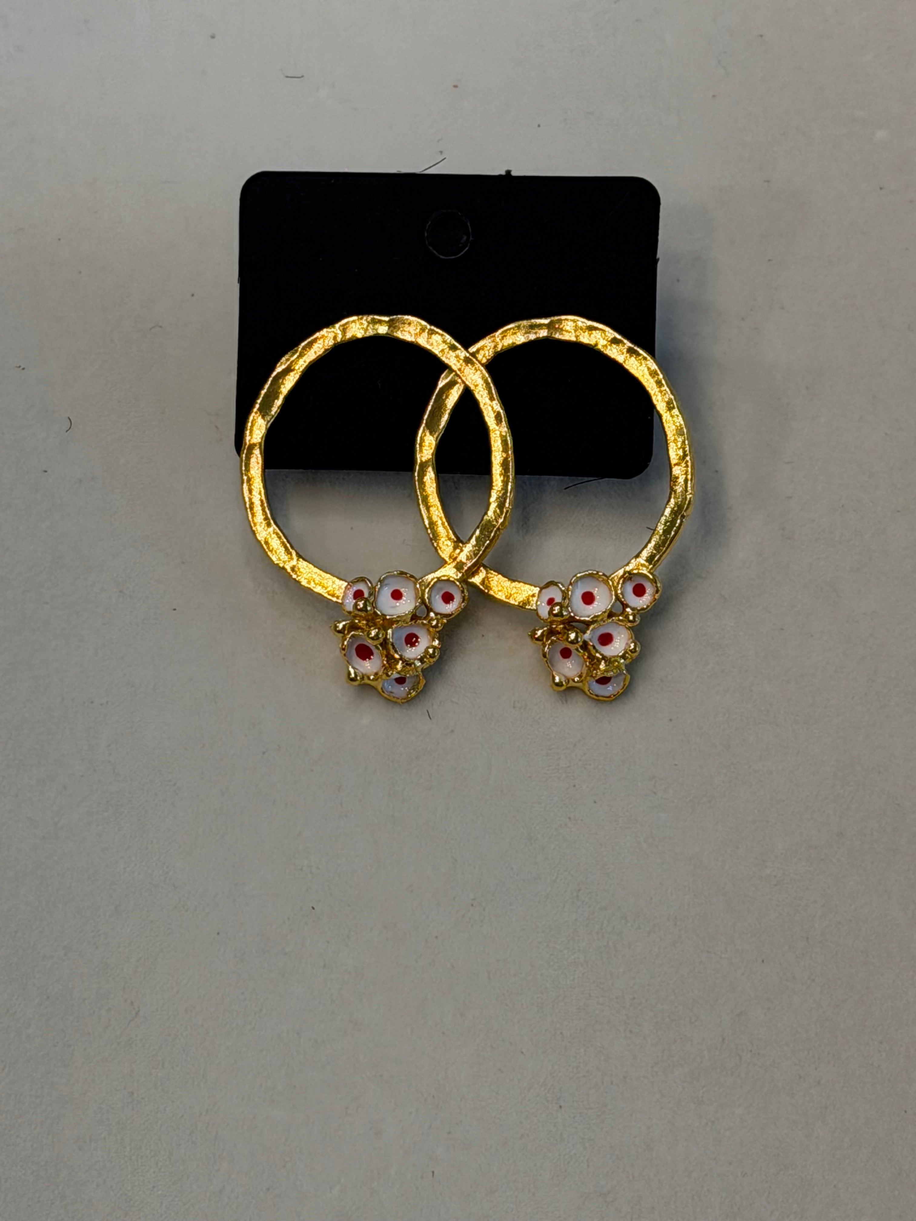 Enamel Evil Eye Circle Earrings