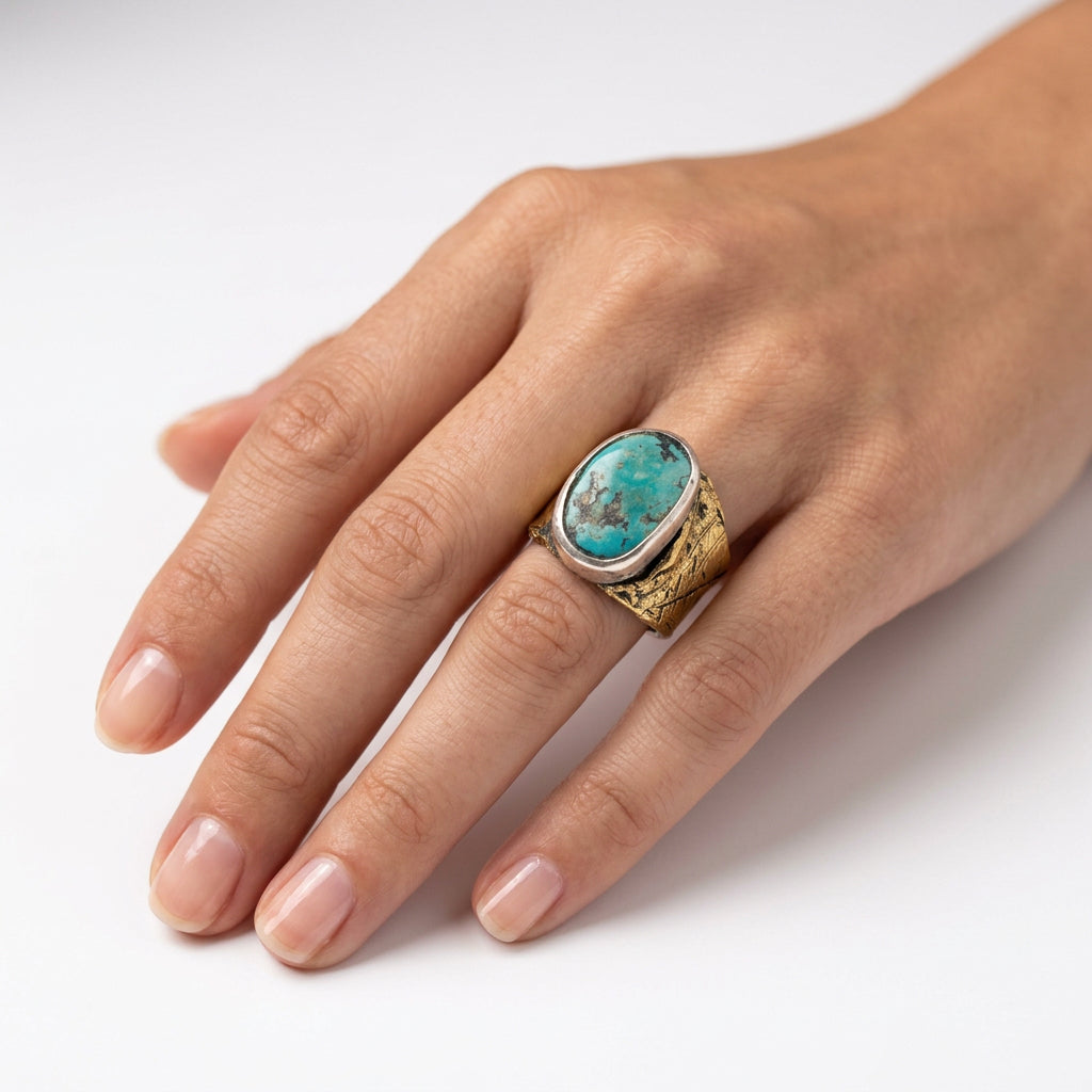 Turquoise Gold-Silver Ring