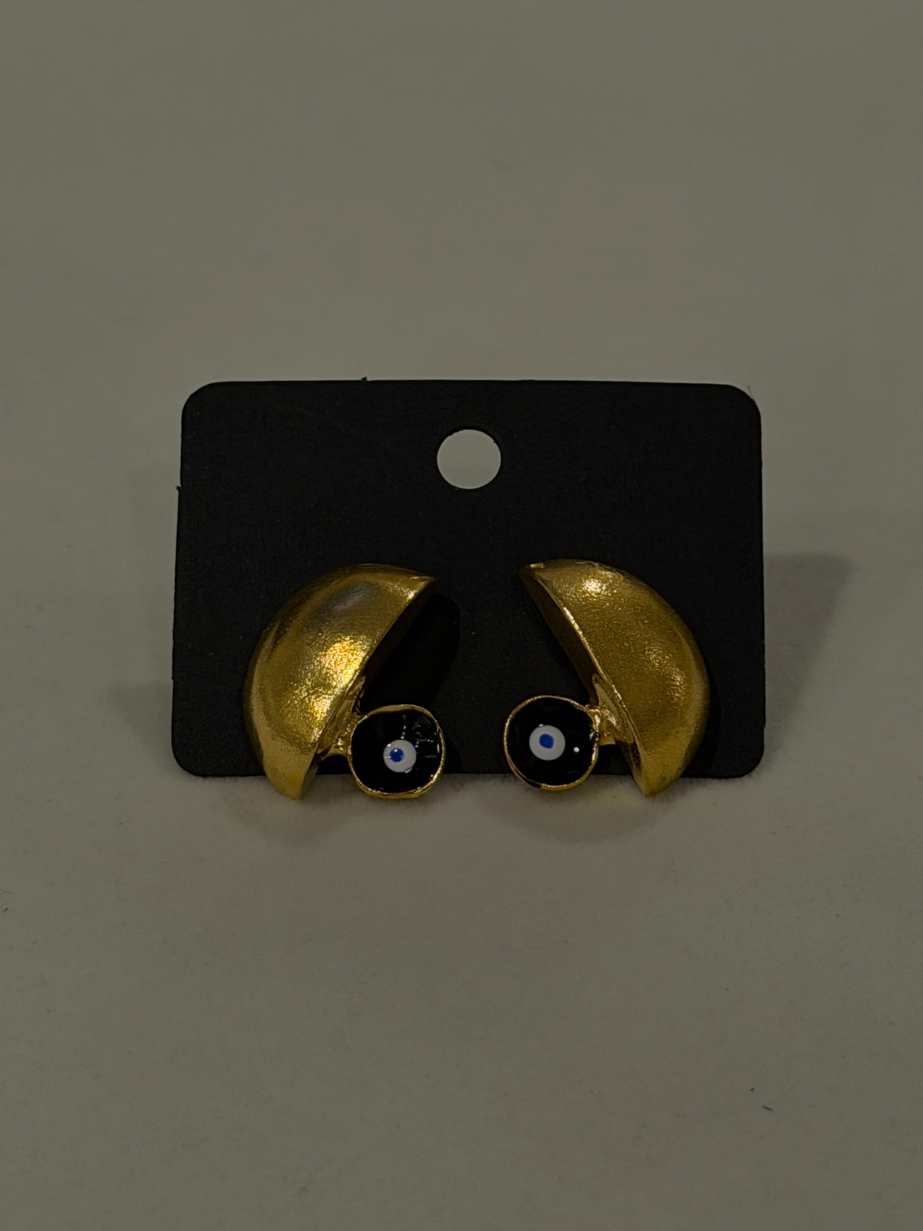 Enamel Crescent Stud Earrings