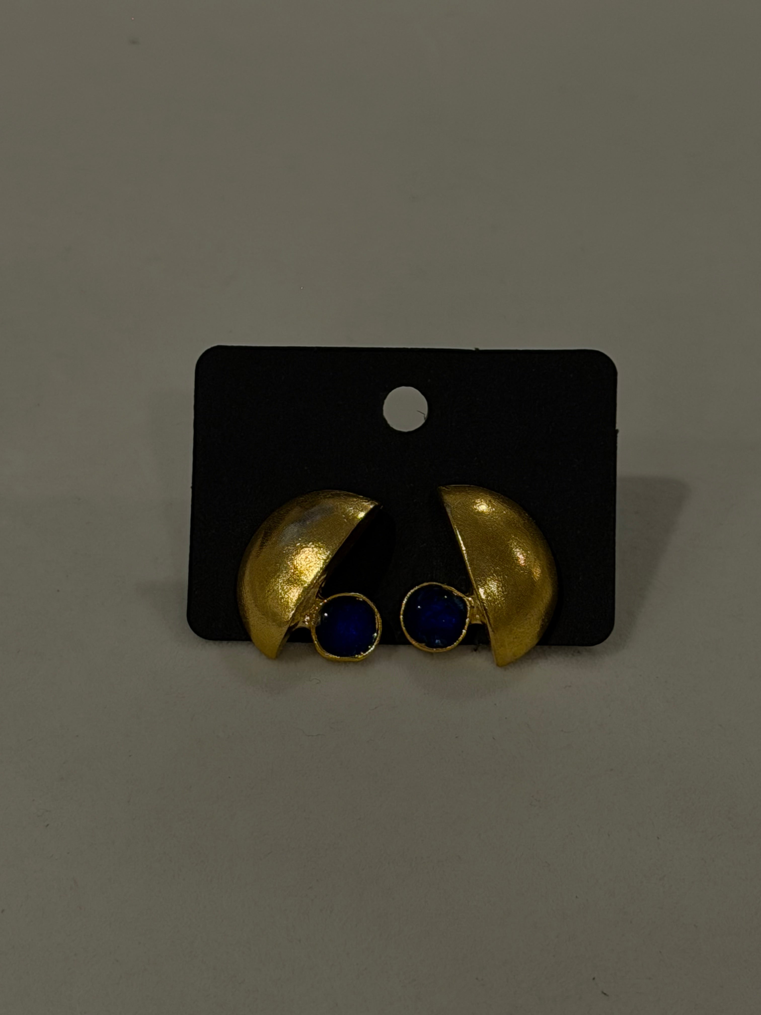Enamel Crescent Stud Earrings