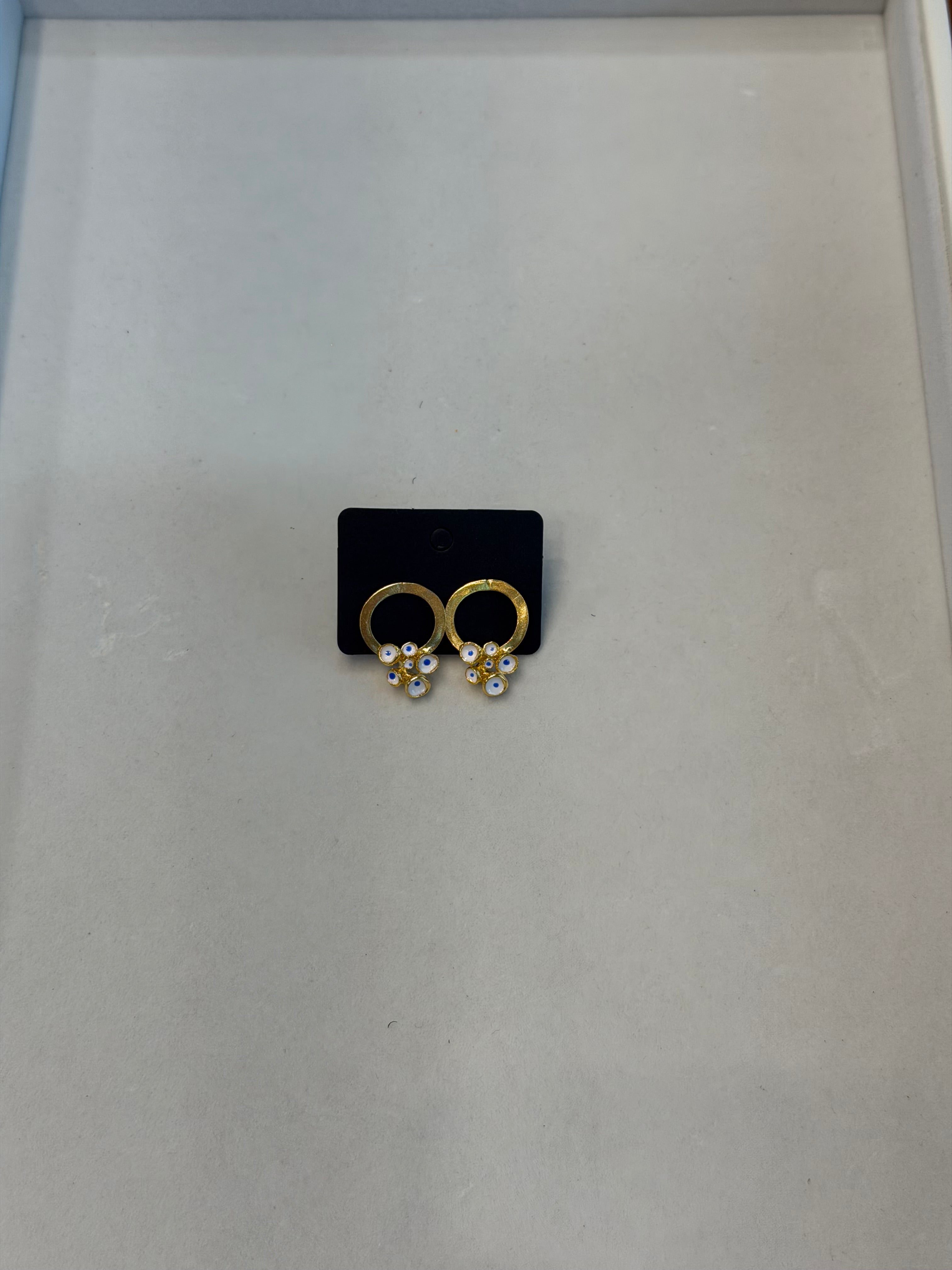 Enamel Evil Eye Circle Earrings
