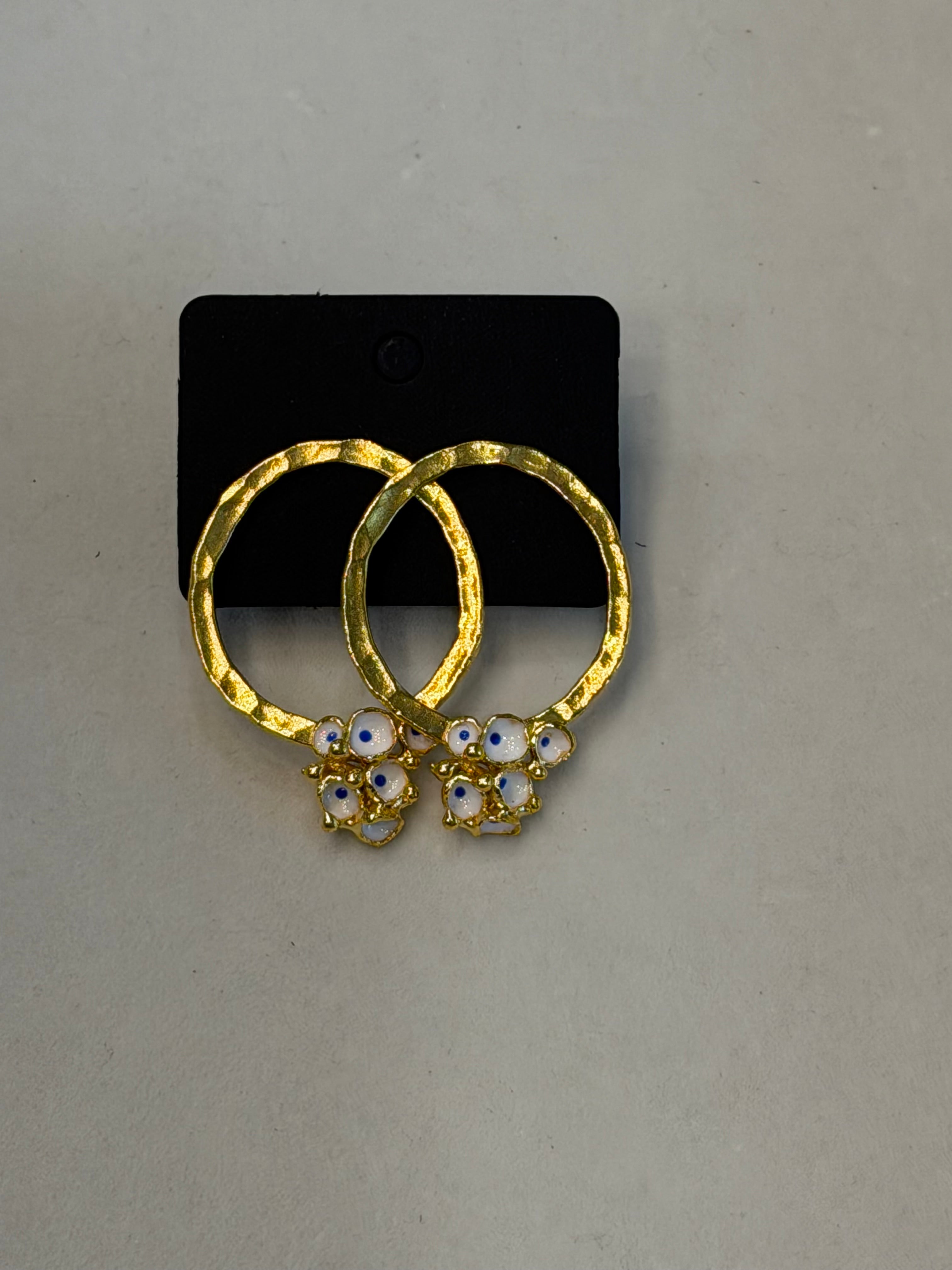 Enamel Evil Eye Circle Earrings