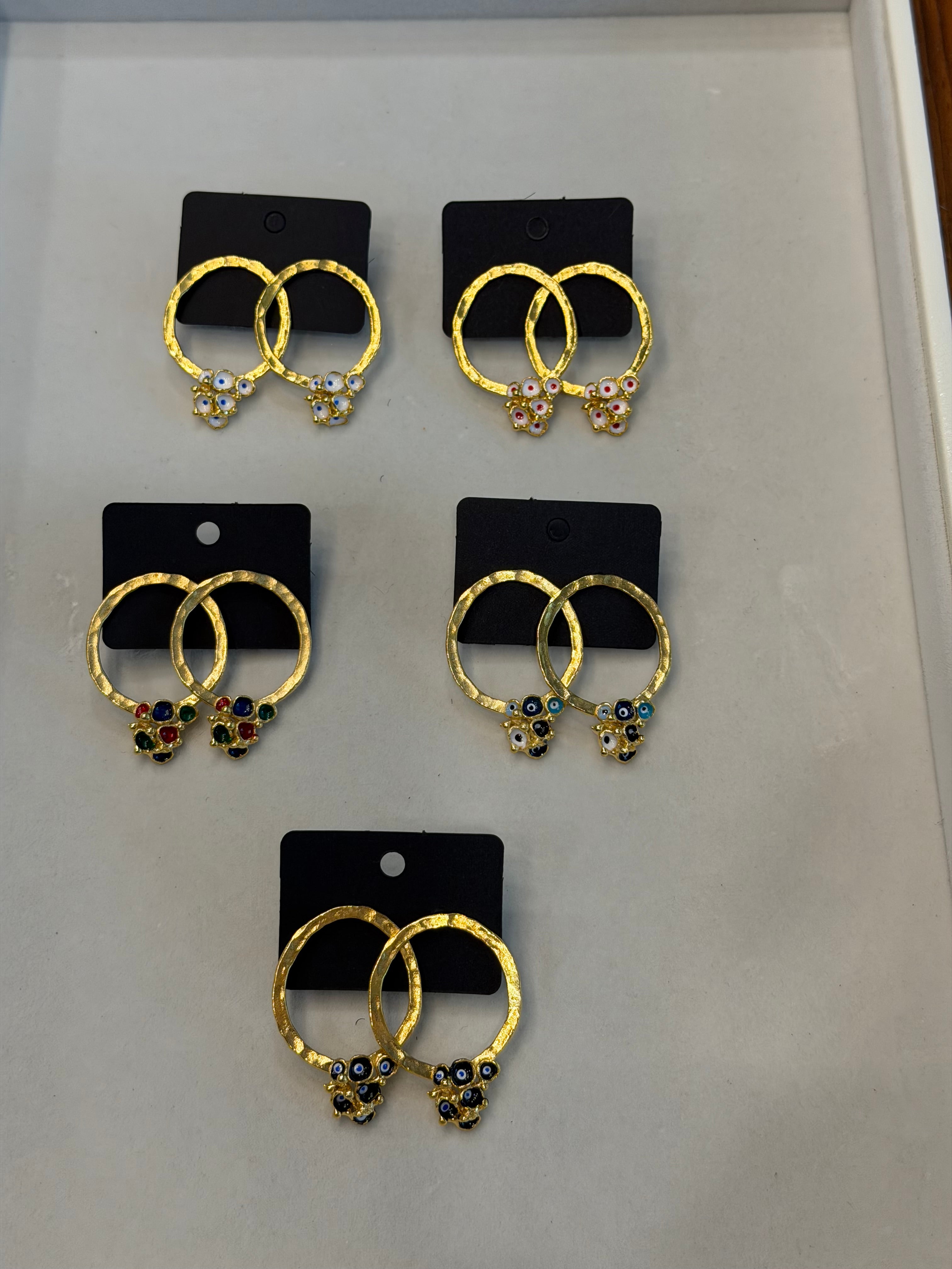 Enamel Evil Eye Circle Earrings