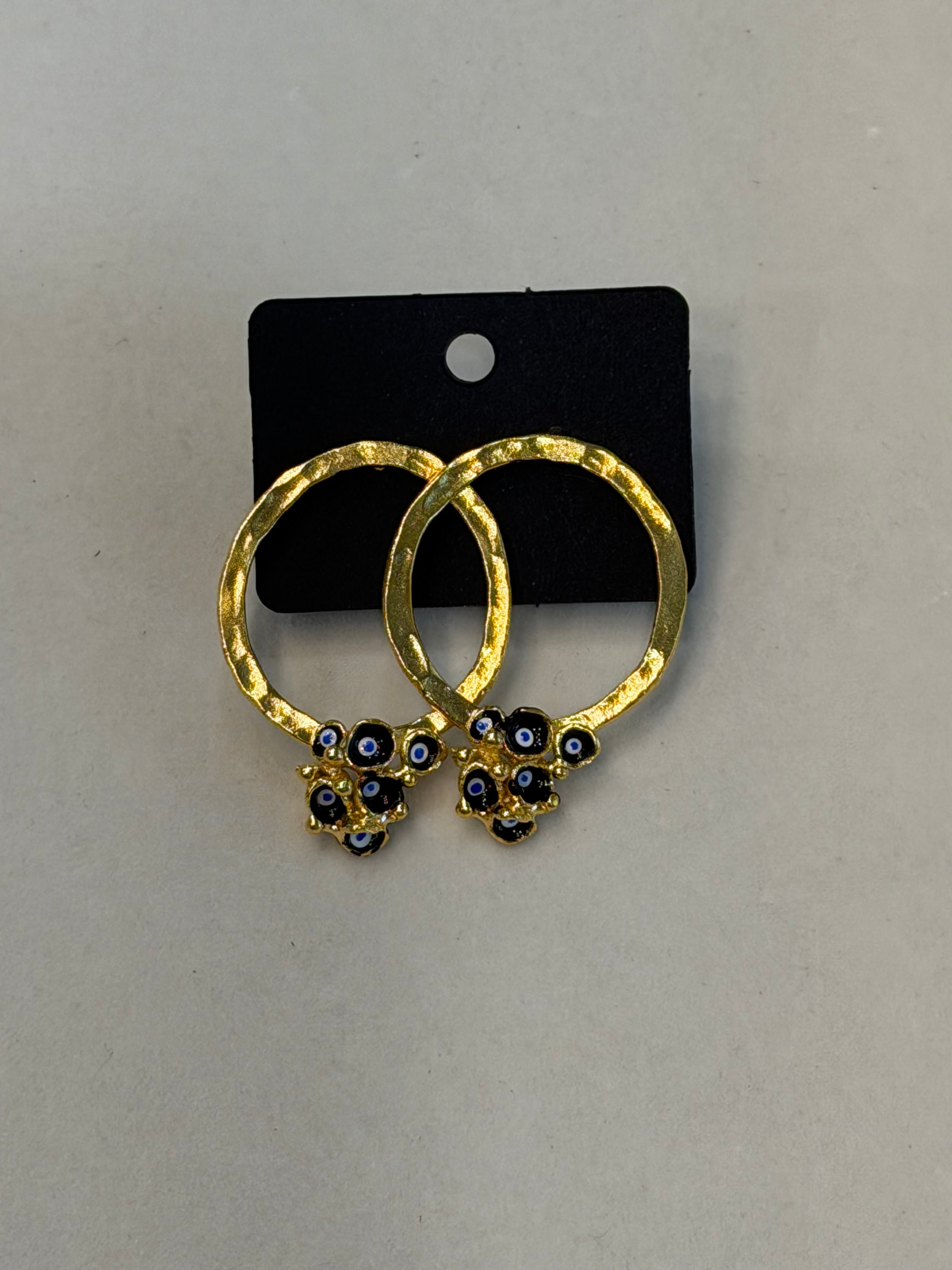 Enamel Evil Eye Circle Earrings