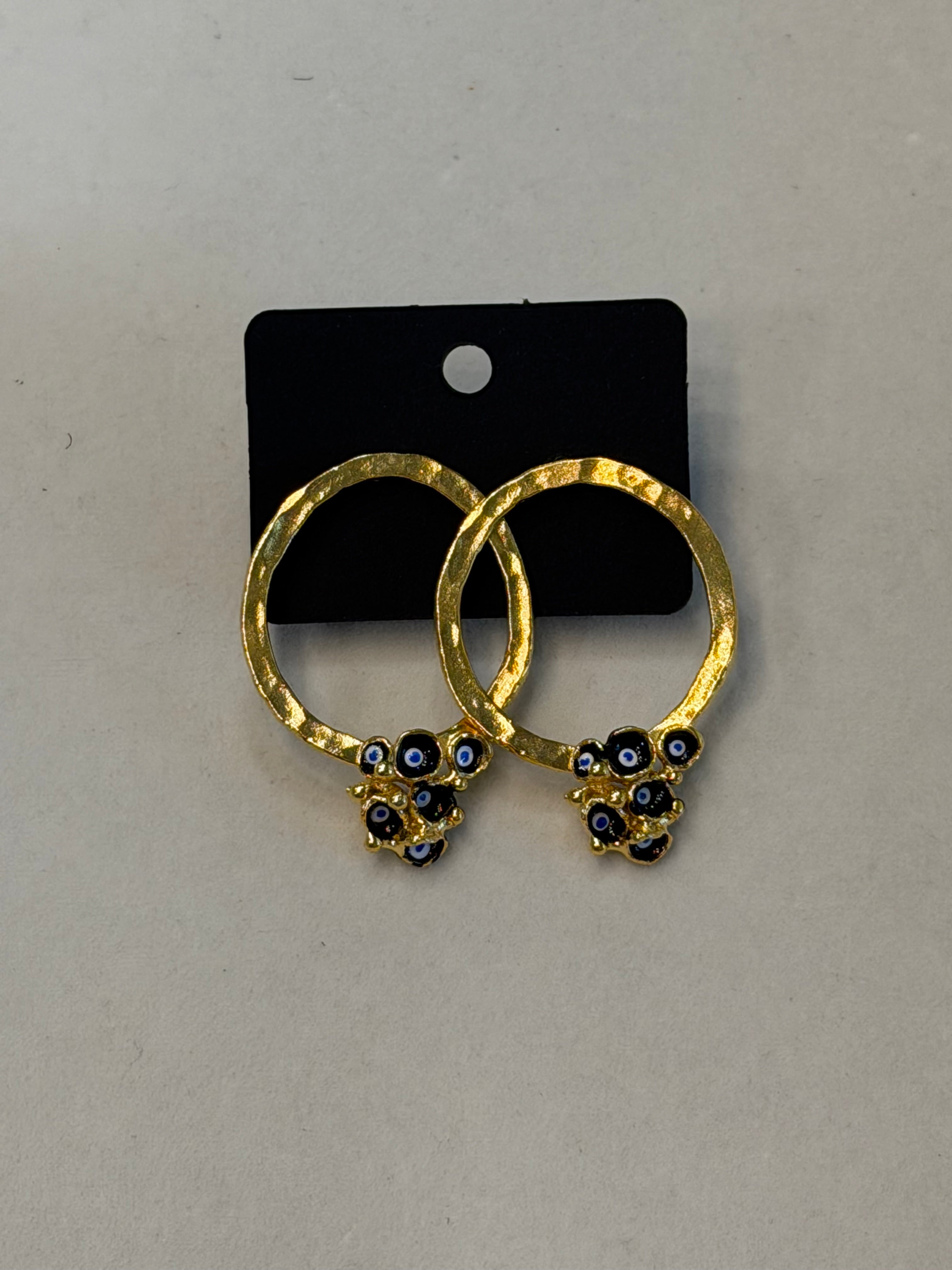 Enamel Evil Eye Circle Earrings