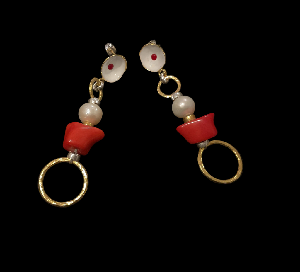 Coral Pearl Grace Earrings