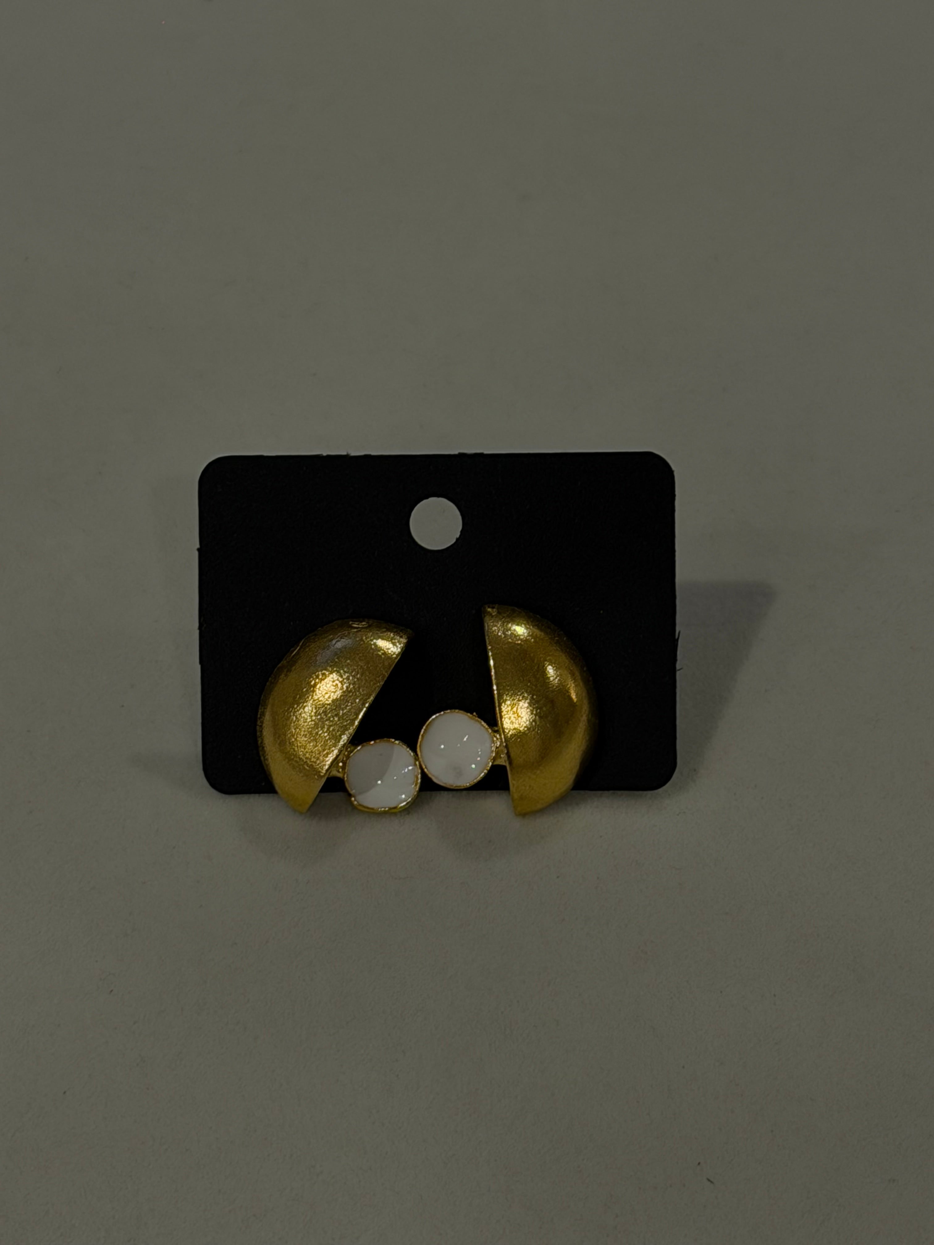 Enamel Crescent Stud Earrings