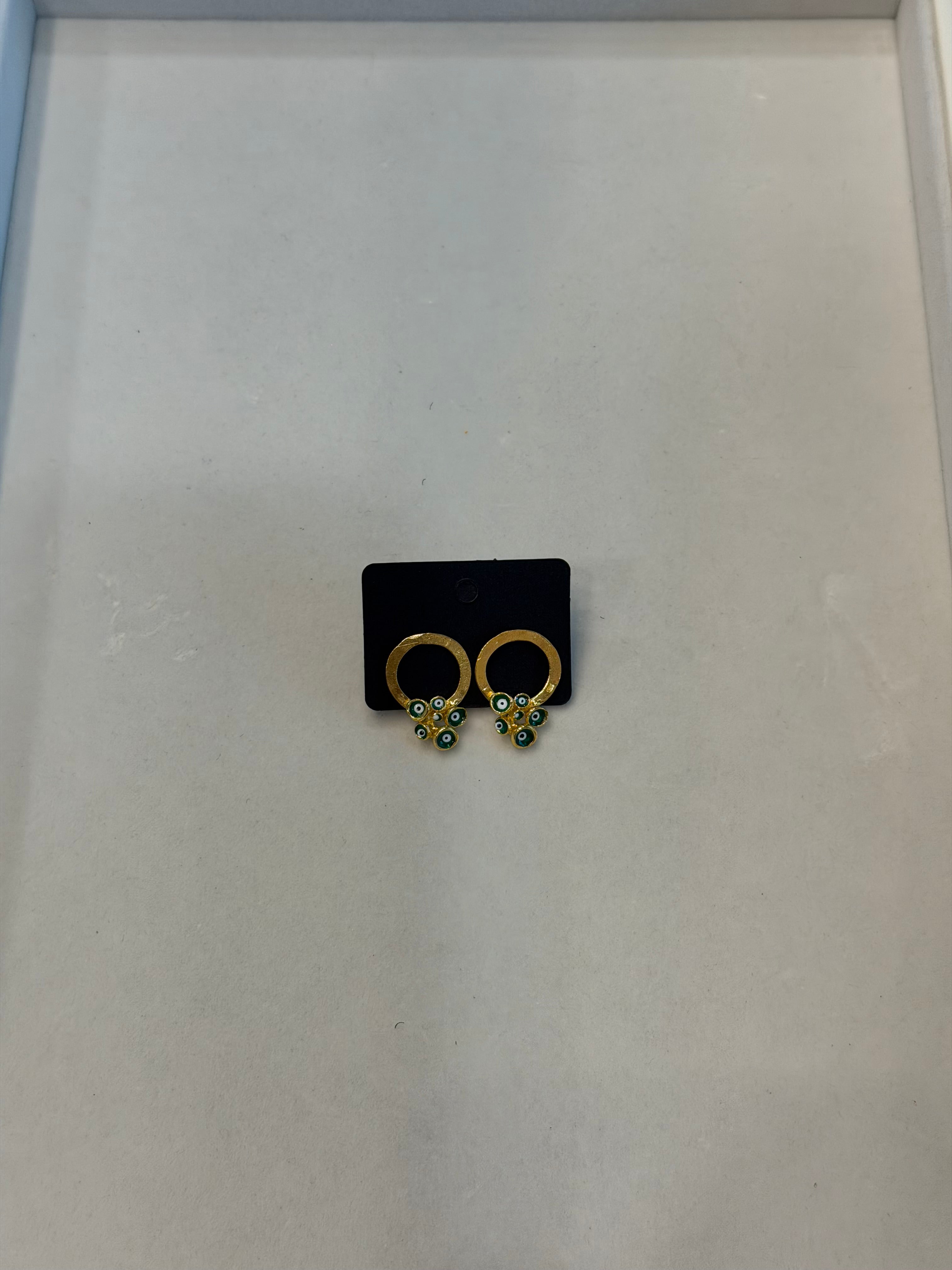 Enamel Evil Eye Circle Earrings