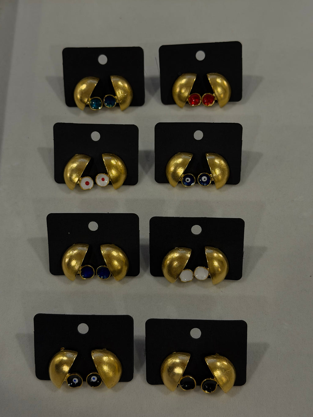 Enamel Crescent Stud Earrings