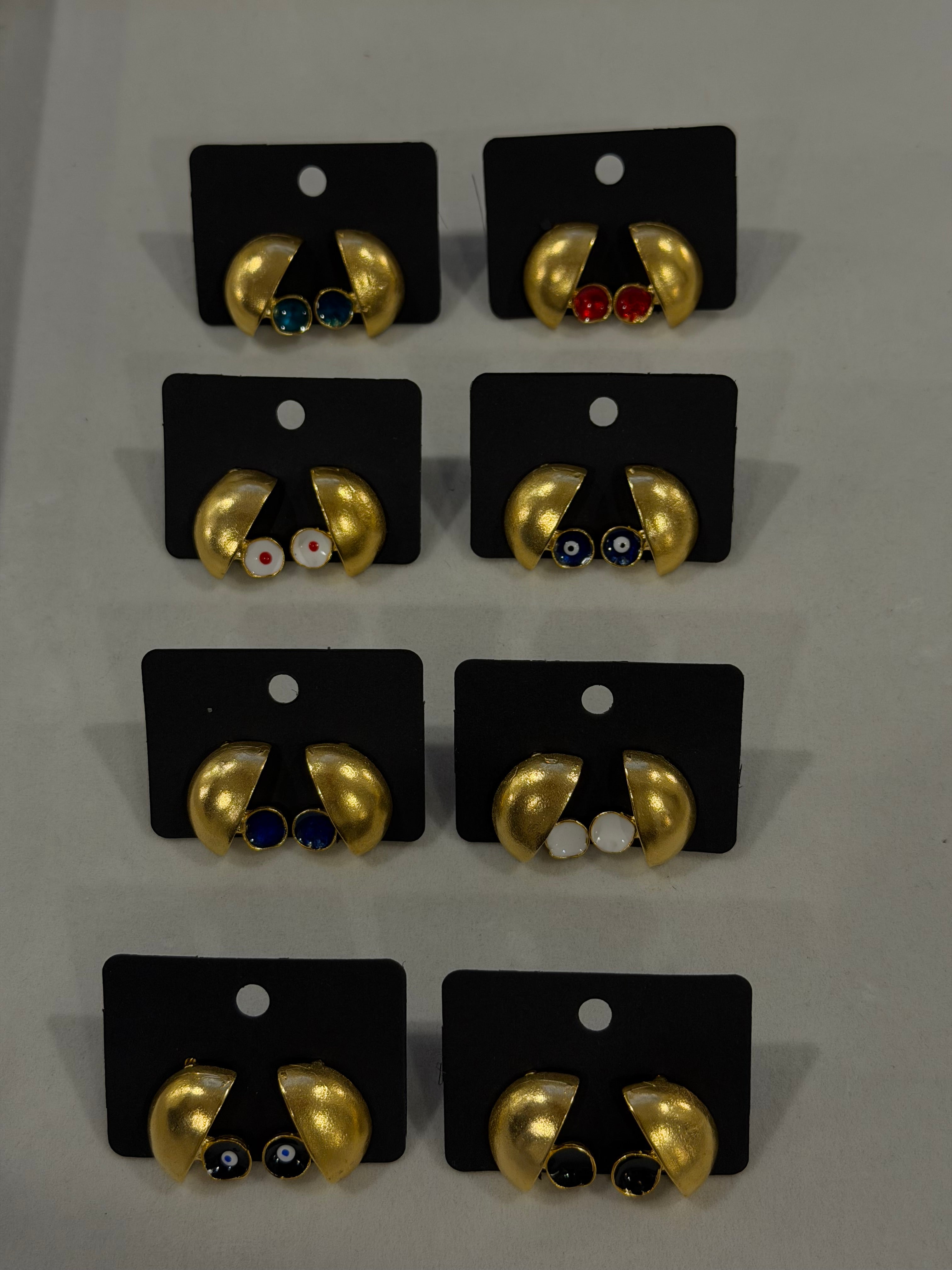 Enamel Crescent Stud Earrings