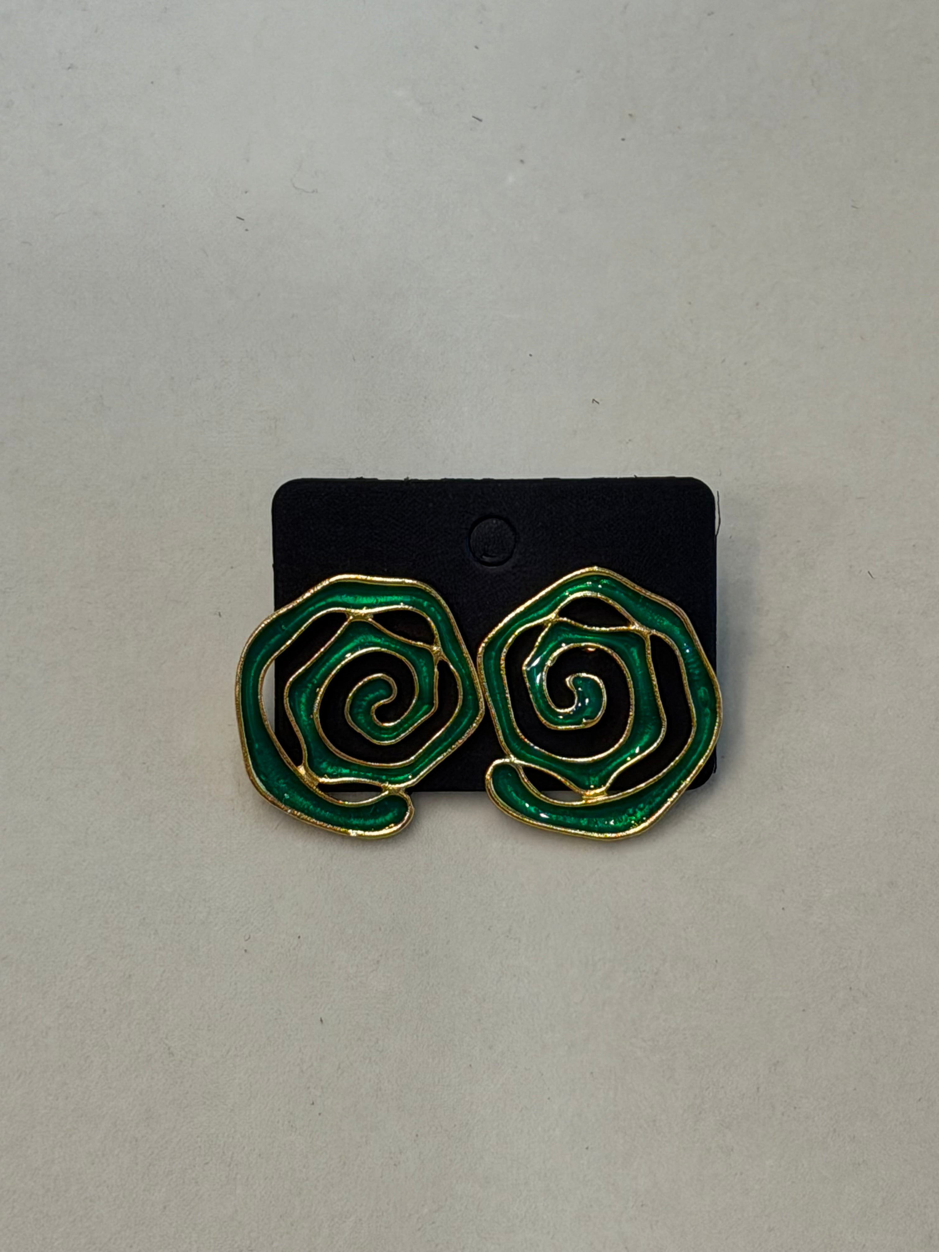 Enamel Spiral Stud Earrings