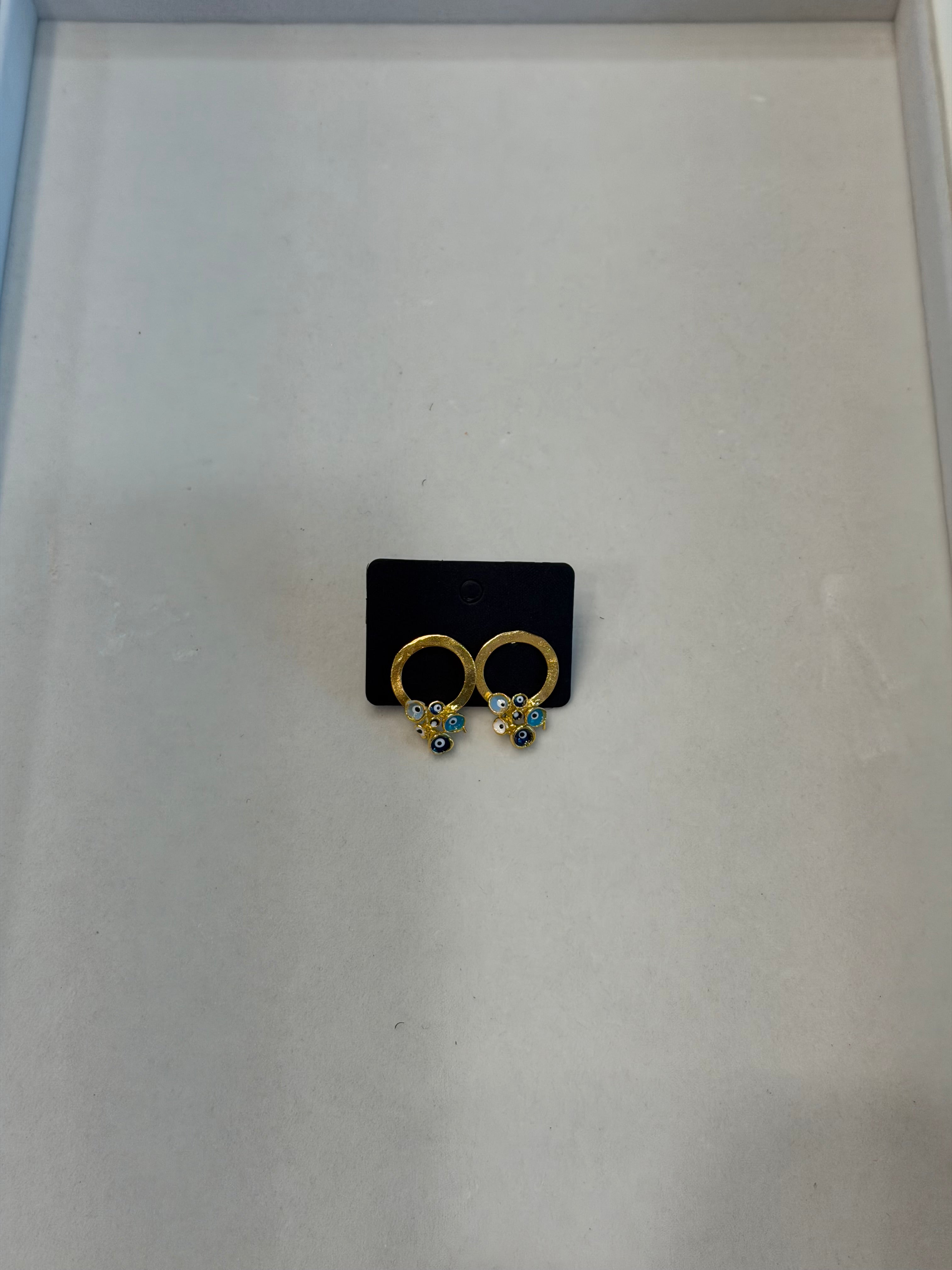 Enamel Evil Eye Circle Earrings