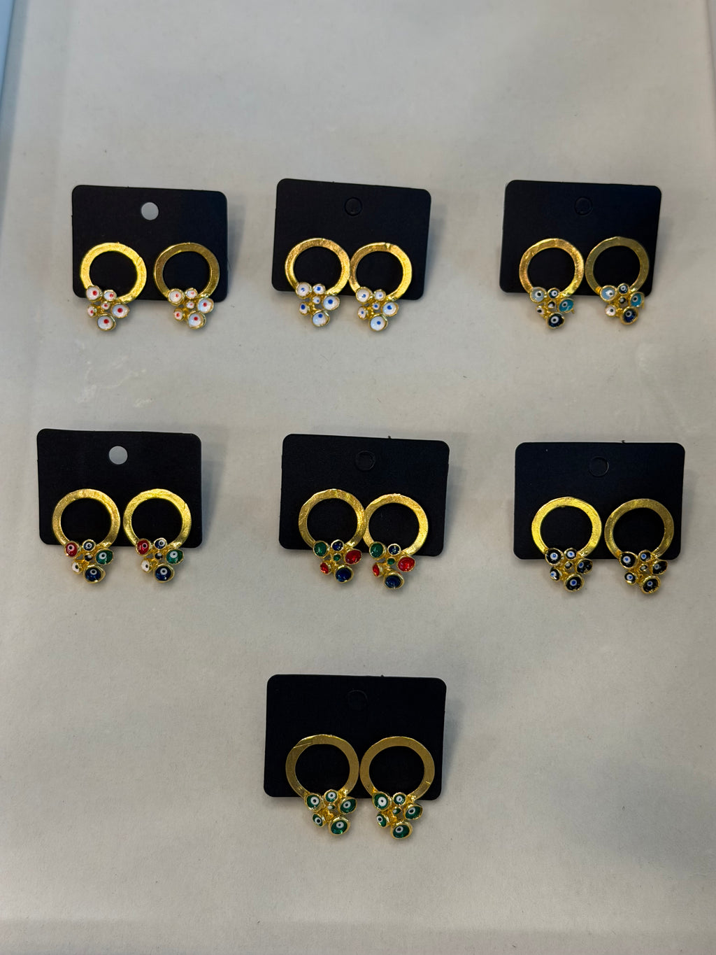 Enamel Evil Eye Circle Earrings