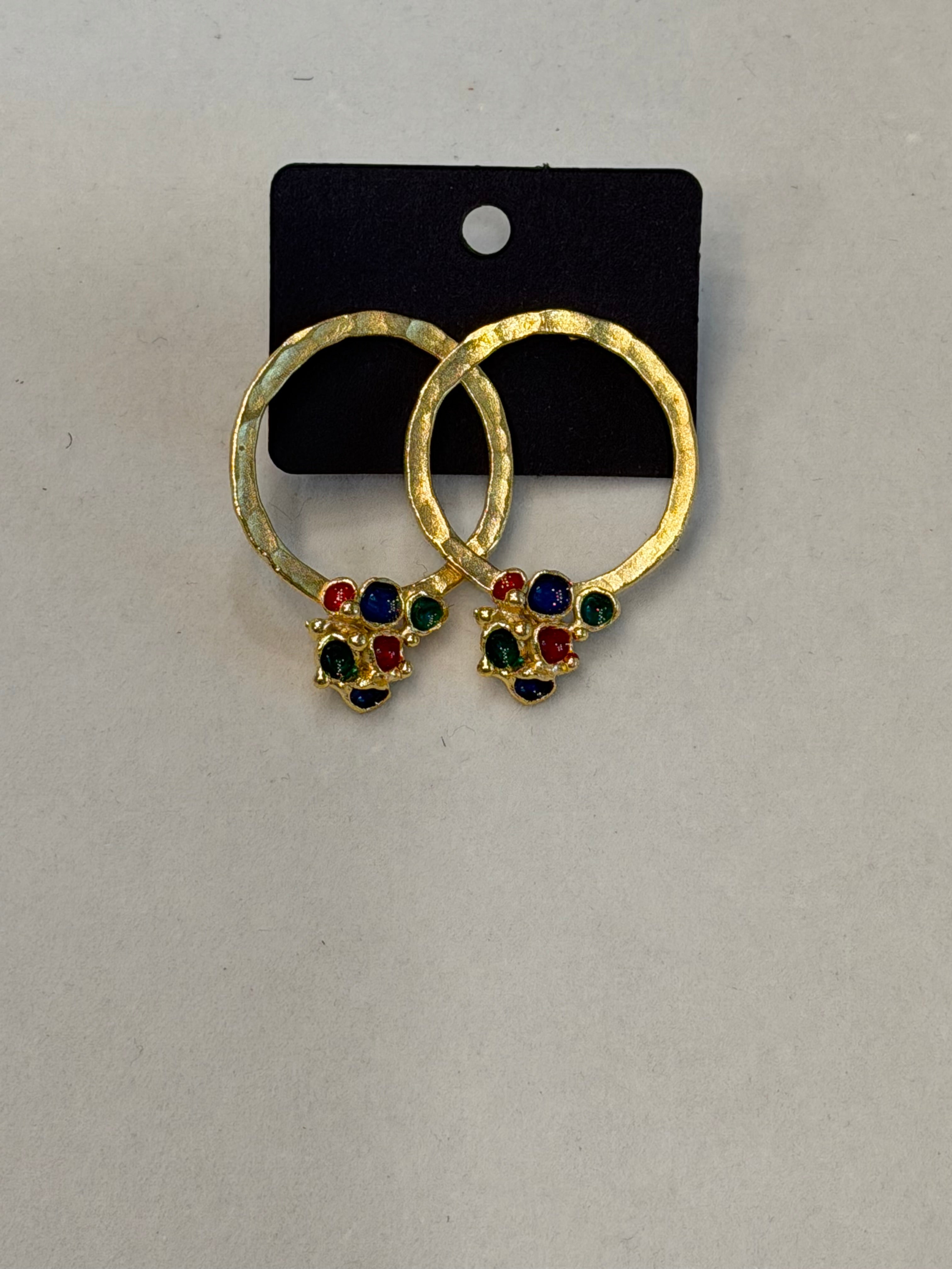 Enamel Evil Eye Circle Earrings