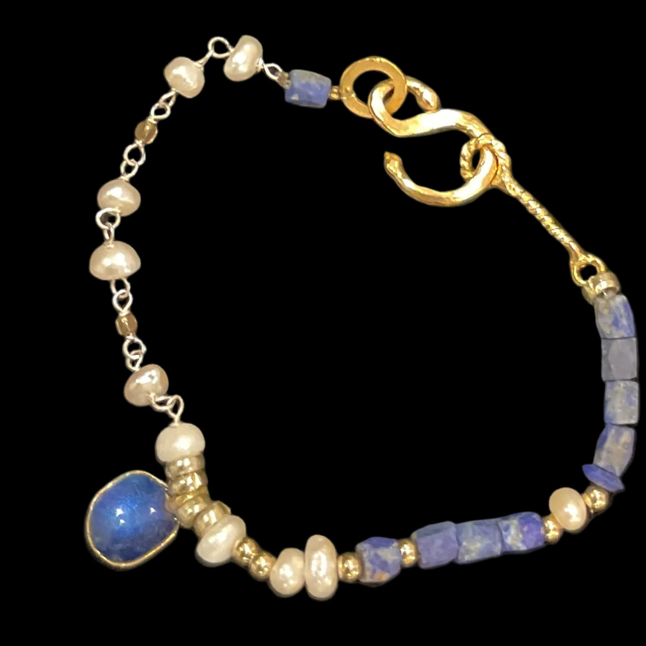 Lapis Pearl Grace Bracelet