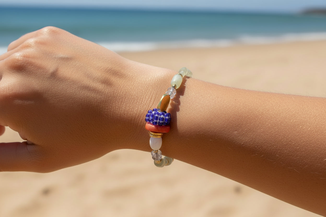 Natural Stones & Handwoven Piece Bracelet
