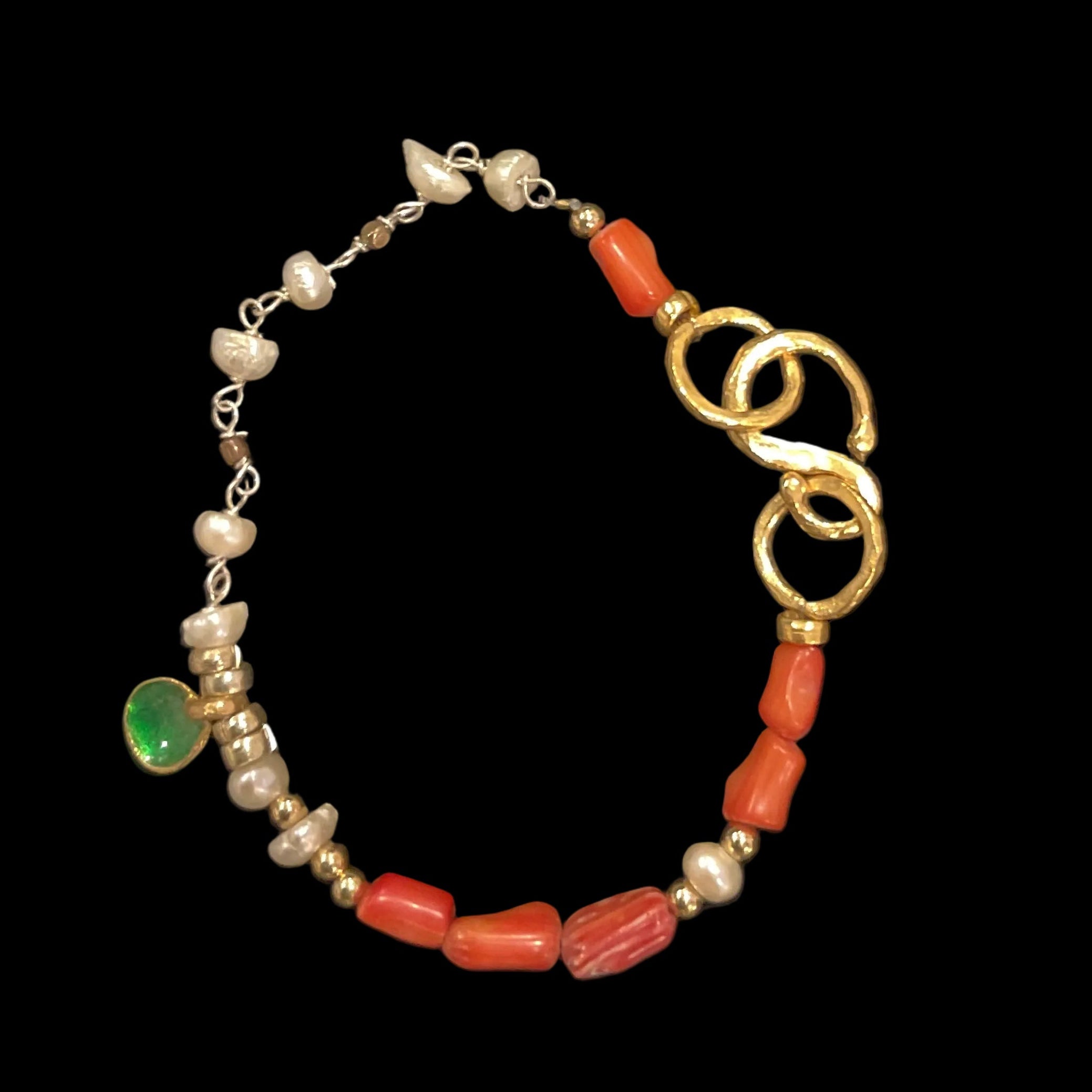 Coral Pearl Grace Bracelet