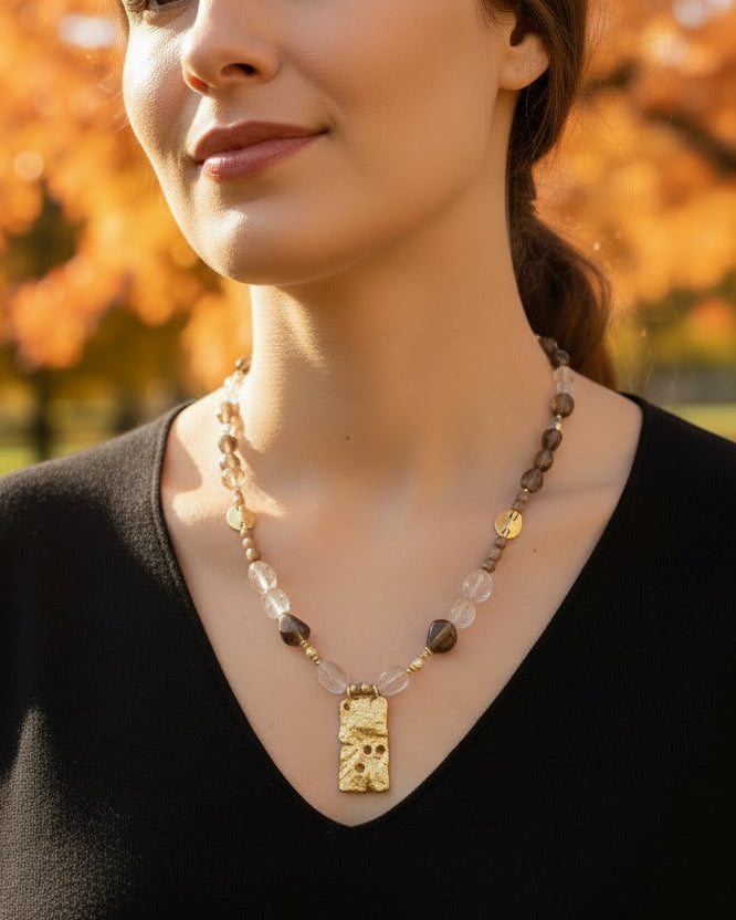 Brown Clear Quartz Necklace