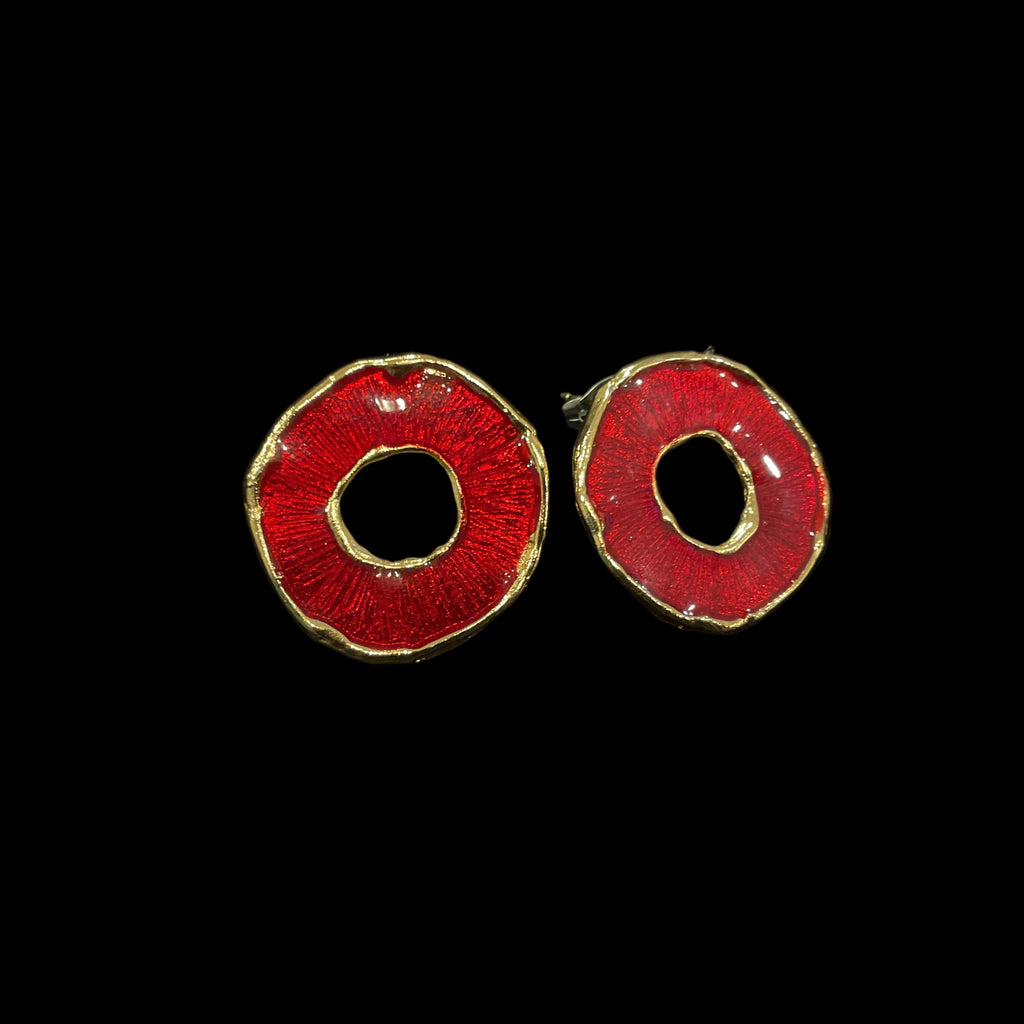 Enamel Circle Stud Earrings