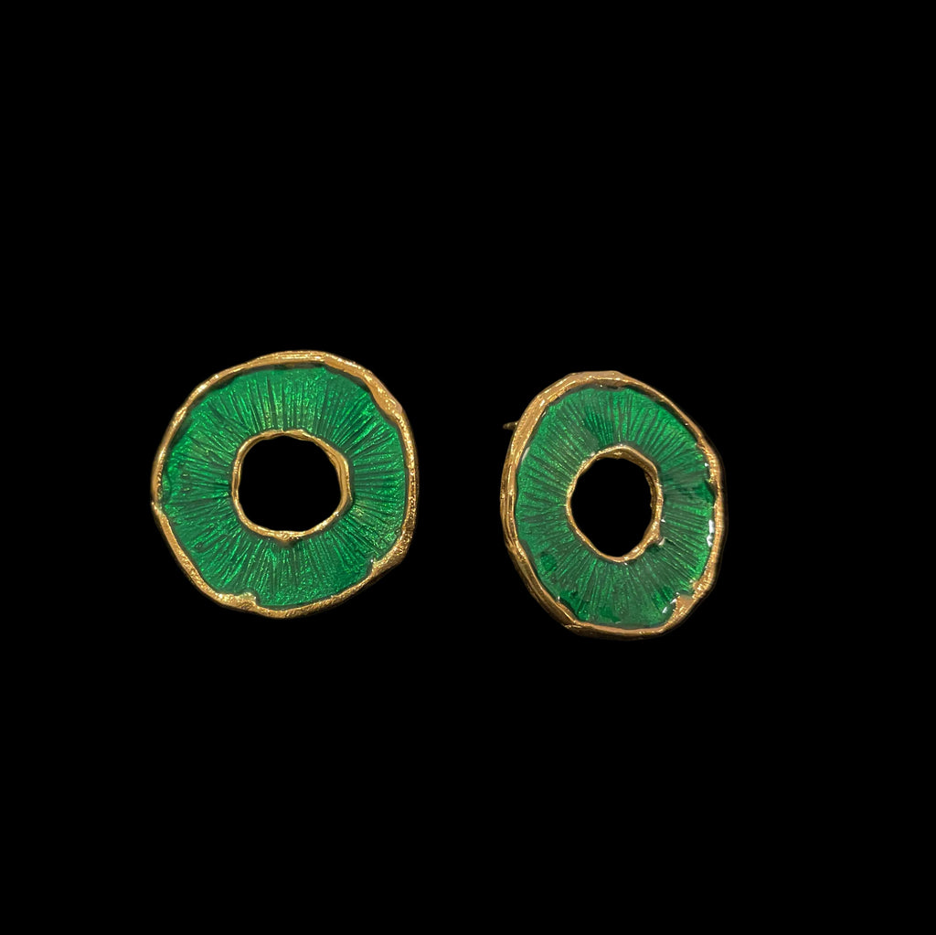 Enamel Circle Stud Earrings