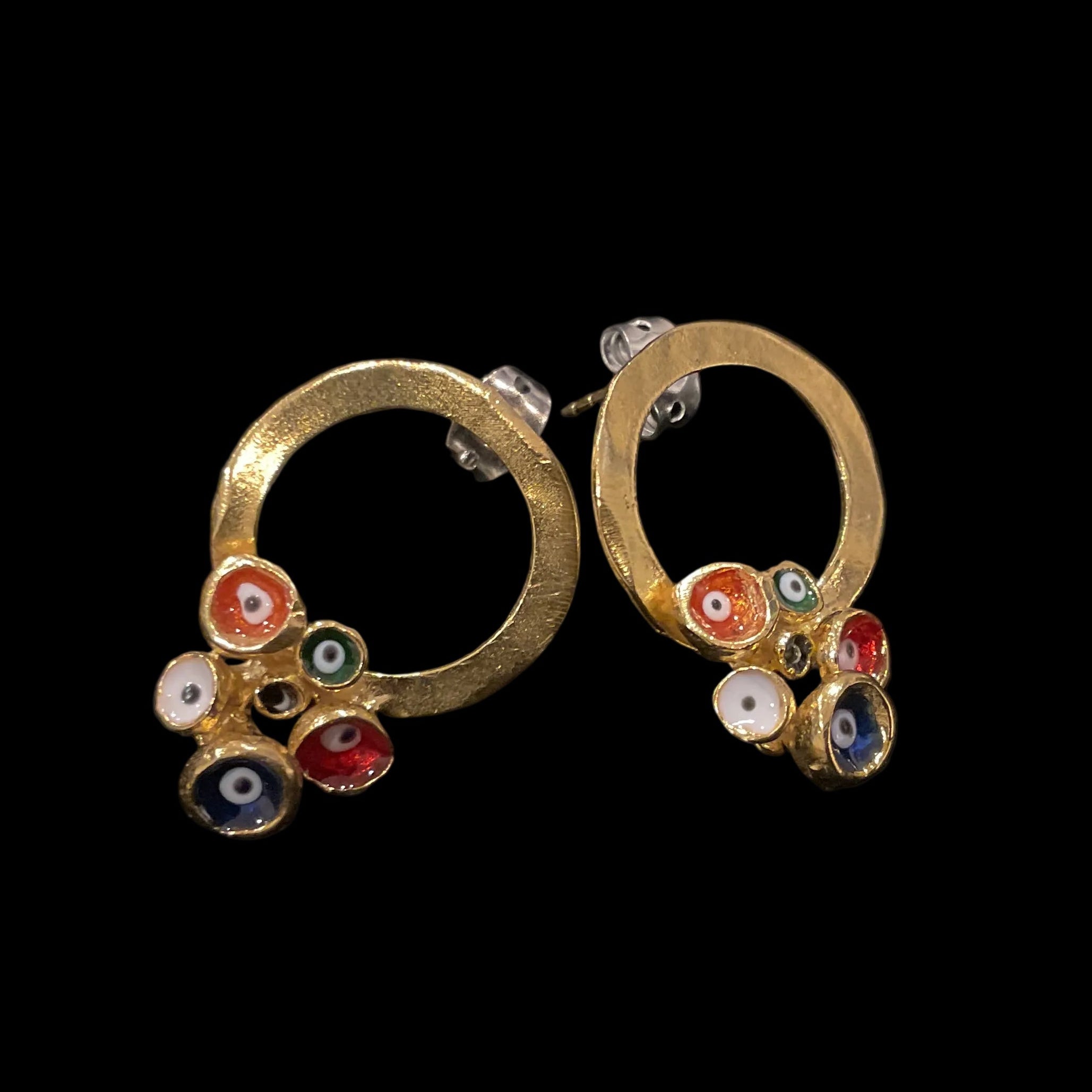 Hand-Glazed Evil Eye Hoop Earrings