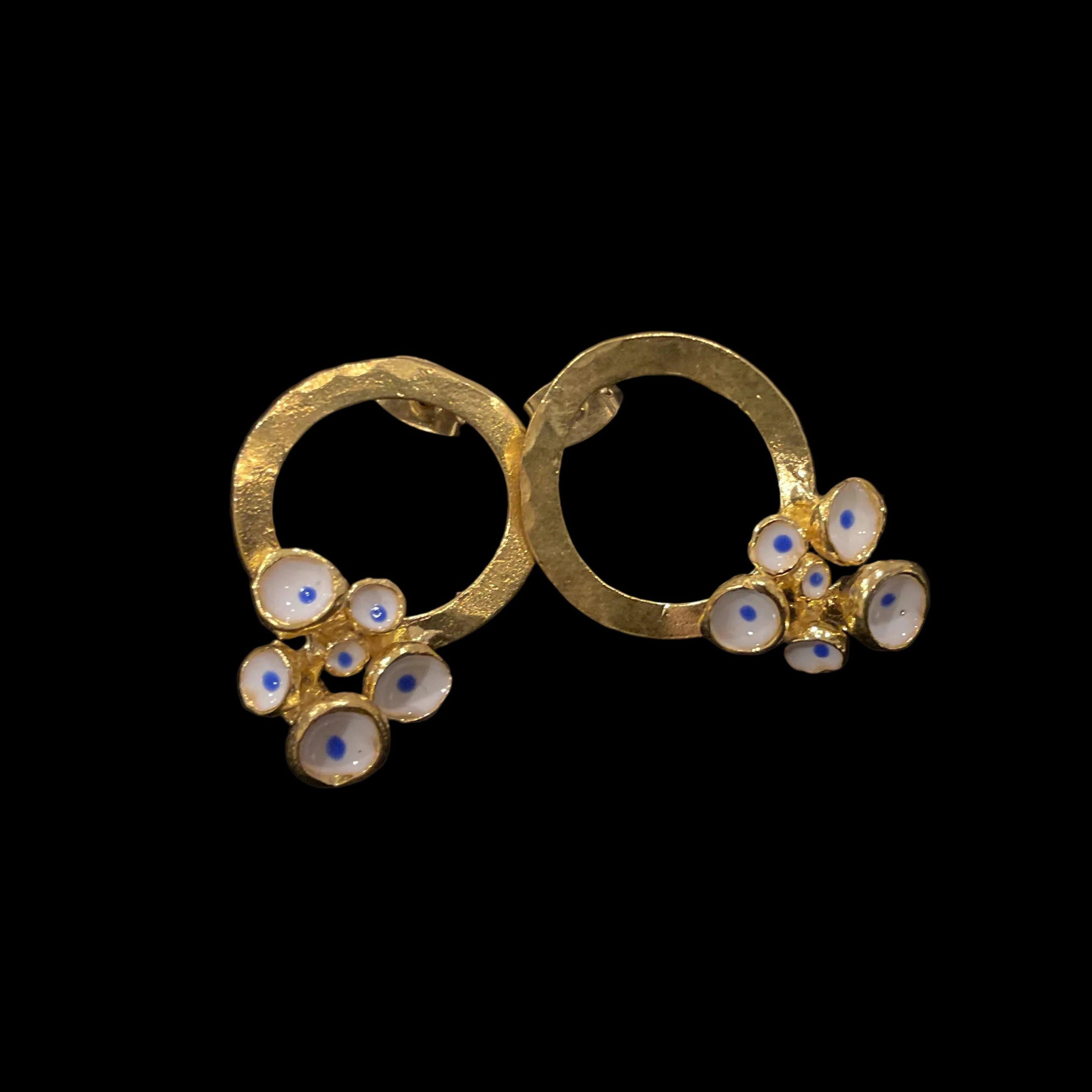 Hand-Glazed Evil Eye Hoop Earrings