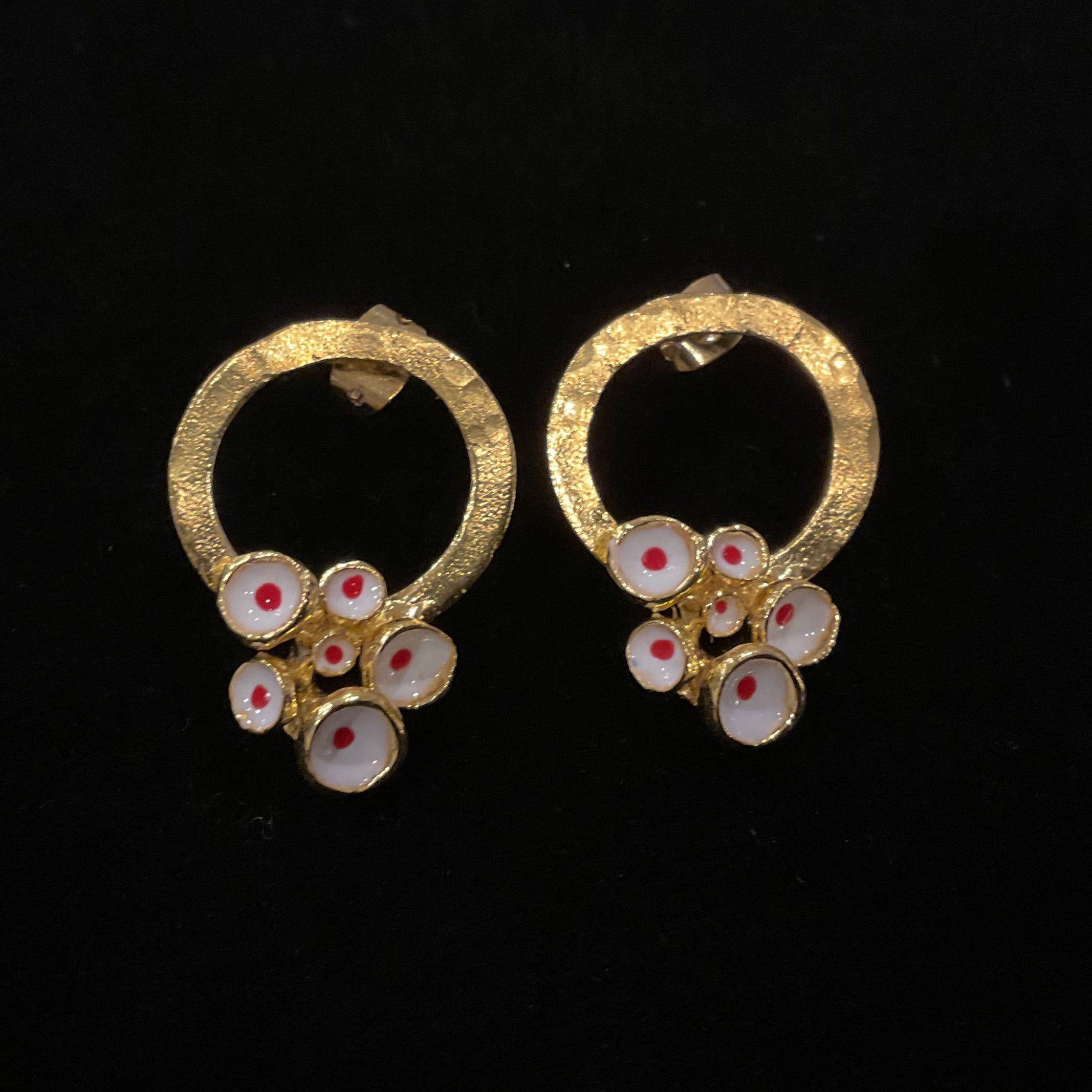 Hand-Glazed Evil Eye Hoop Earrings