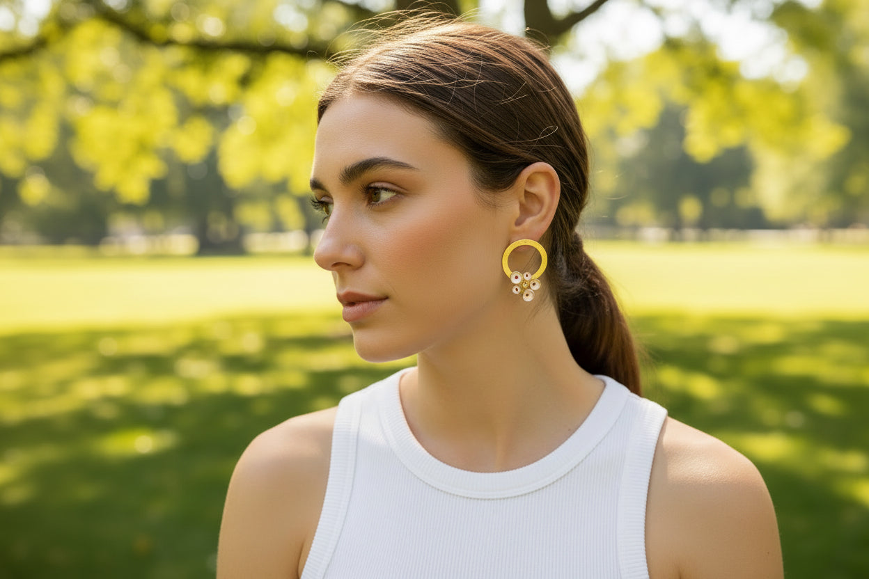 Hand-Glazed Evil Eye Hoop Earrings