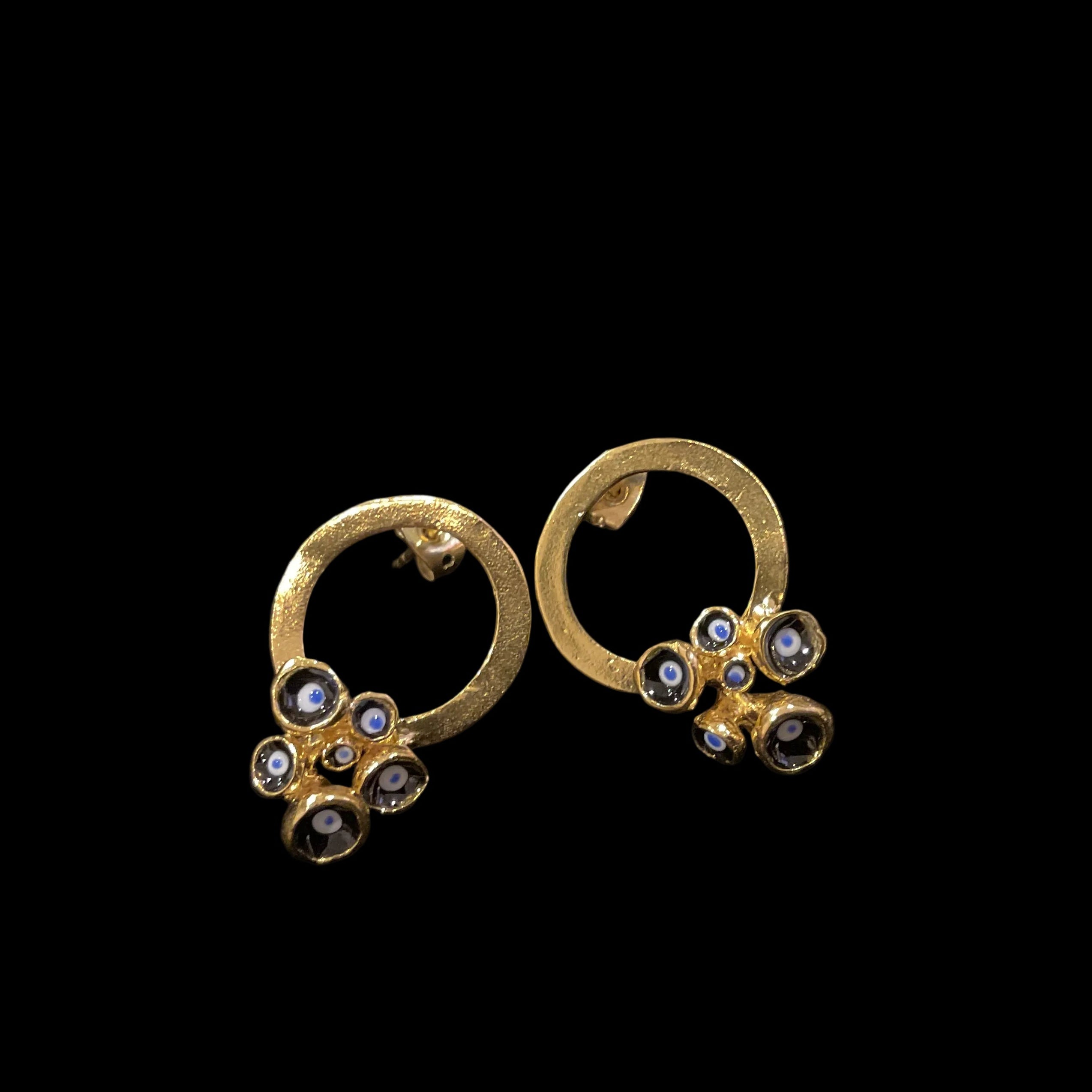 Hand-Glazed Evil Eye Hoop Earrings