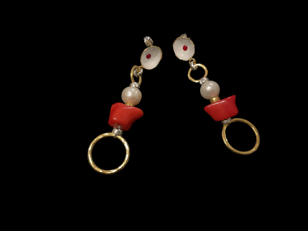Coral Pearl Grace Earrings