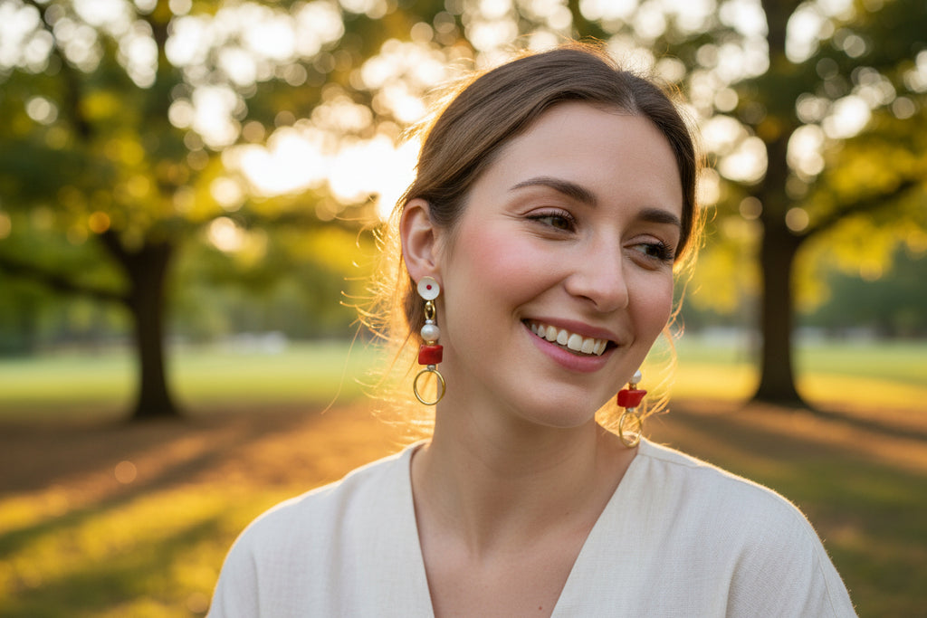 Coral Pearl Grace Earrings