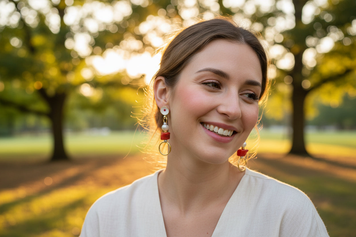 Coral Pearl Grace Earrings