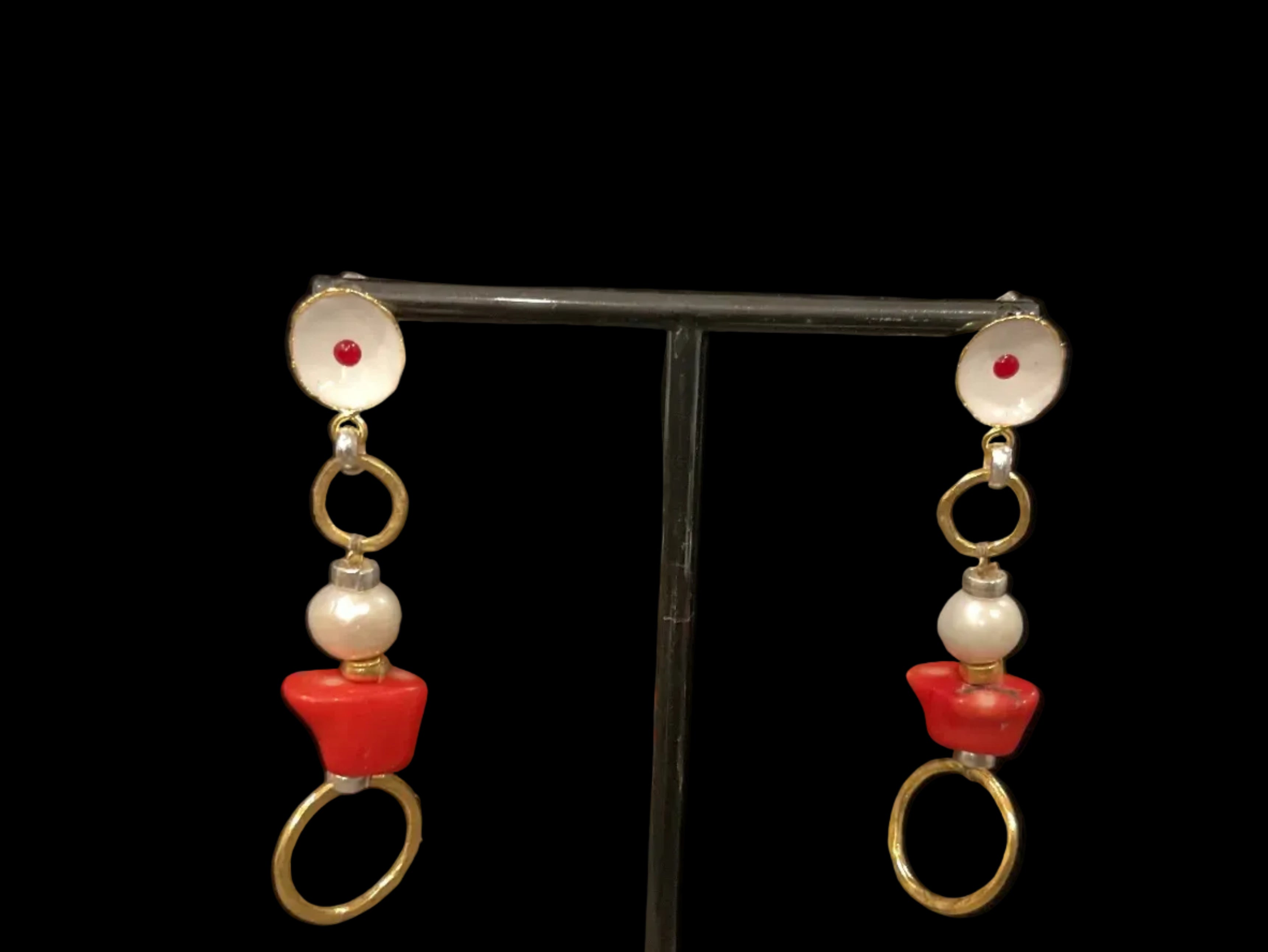 Coral Pearl Grace Earrings