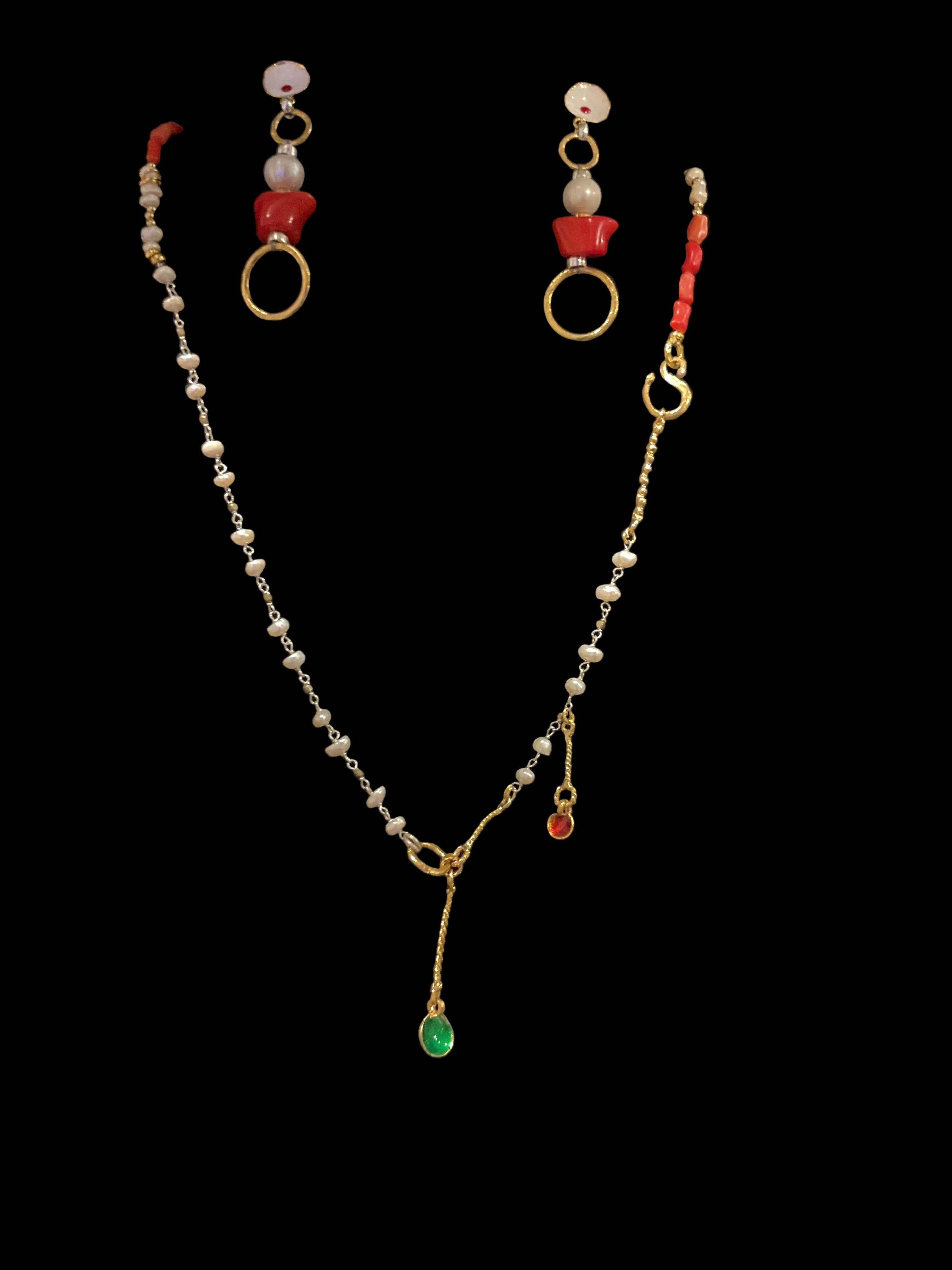 Coral Pearl Grace Earrings