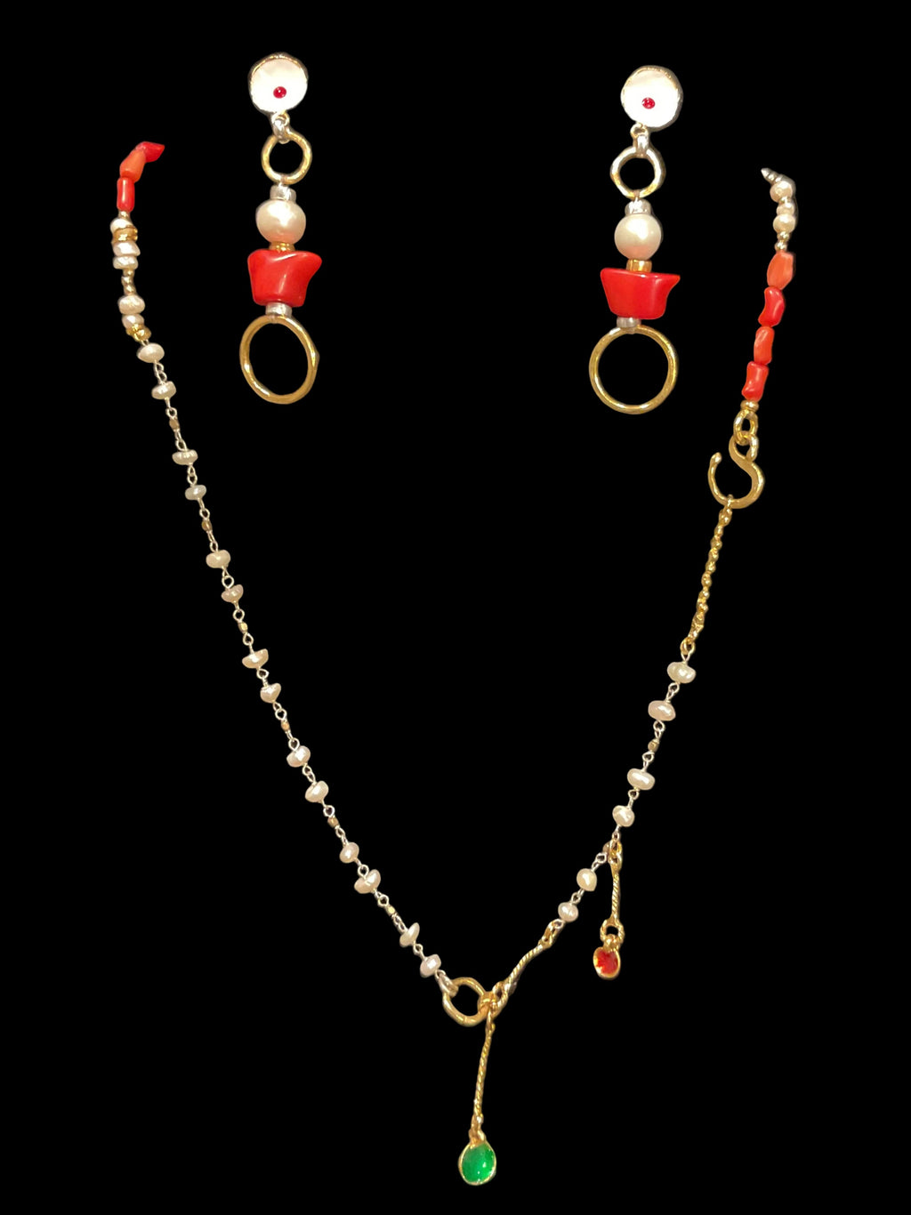 Coral Pearl Grace Necklace | Handcrafted Natural Coral & Freshwater Pearls