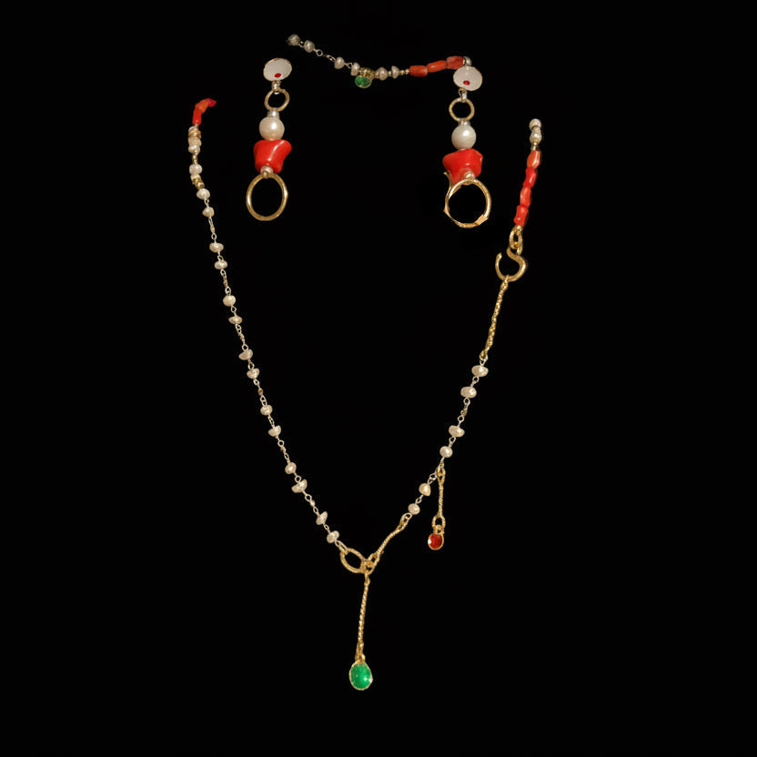 Coral Pearl Grace Necklace | Handcrafted Natural Coral & Freshwater Pearls