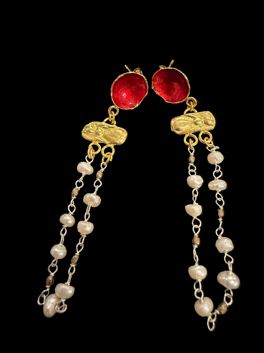 Crimson Chain Drop Earrings